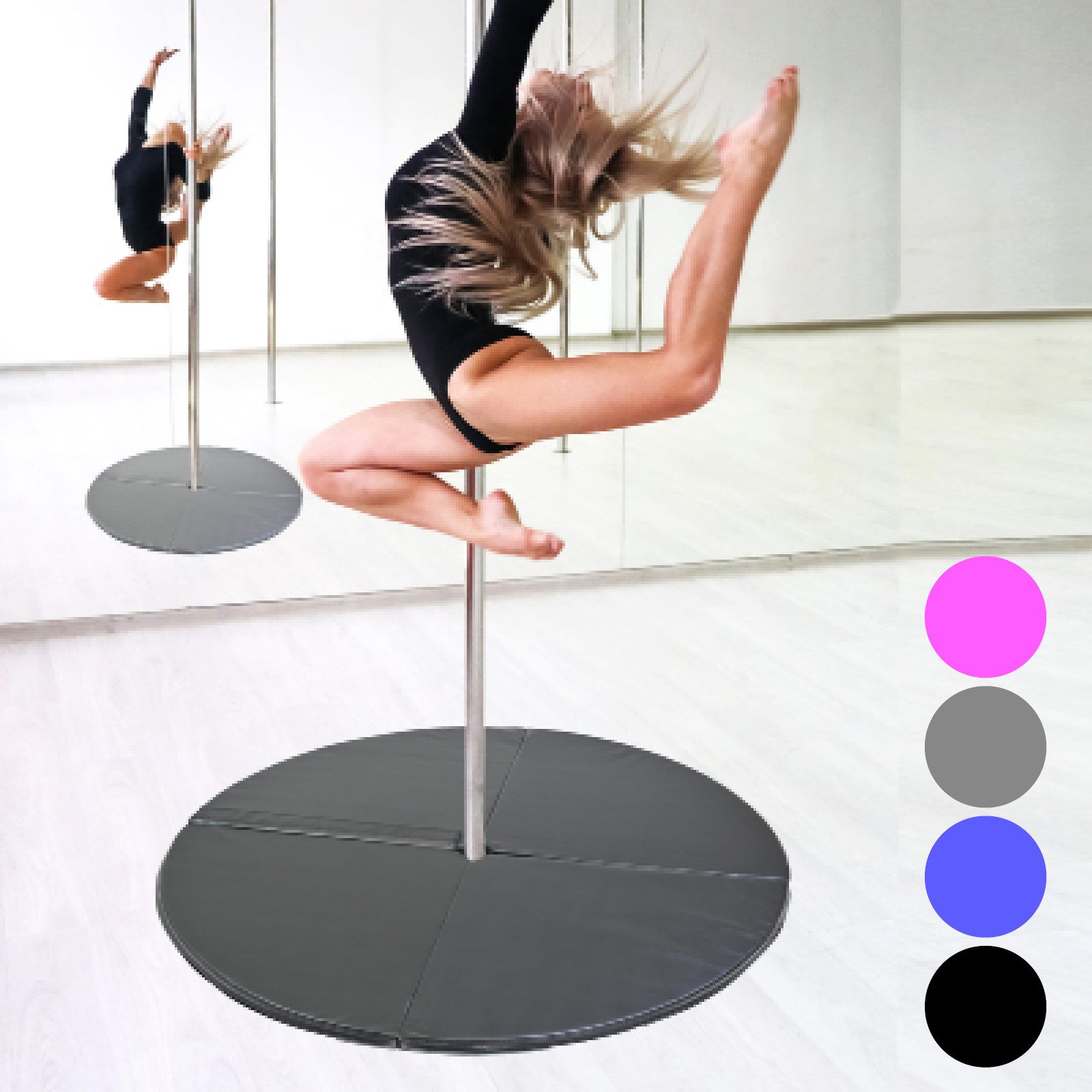 TRUTZHOLM Fitnessmatte Pole Dance Matte Ø 120 cm Stärke 5 cm Tanzstangenmatte faltbar schwarz (1-St), Passend für alle gängigen Pole Dance Stangen