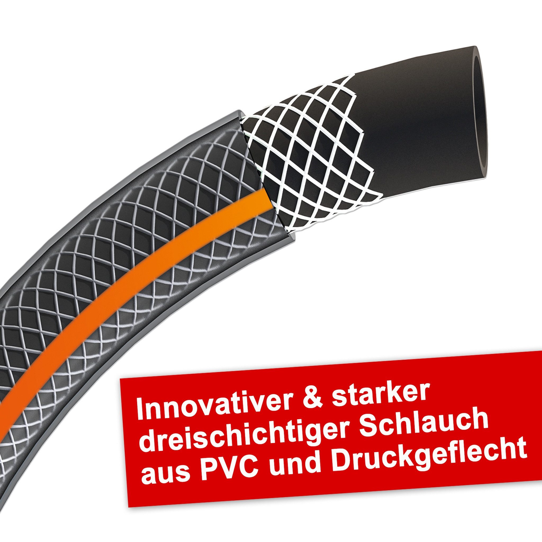 Hecht Gartenschlauch 13 mm (1/2) Schlauch, 30 Meter, UV-Beständig, 30 bar, (2 St), mit Gartenbruase, Adapter Set, Schlauchset mit Anschlüssen
