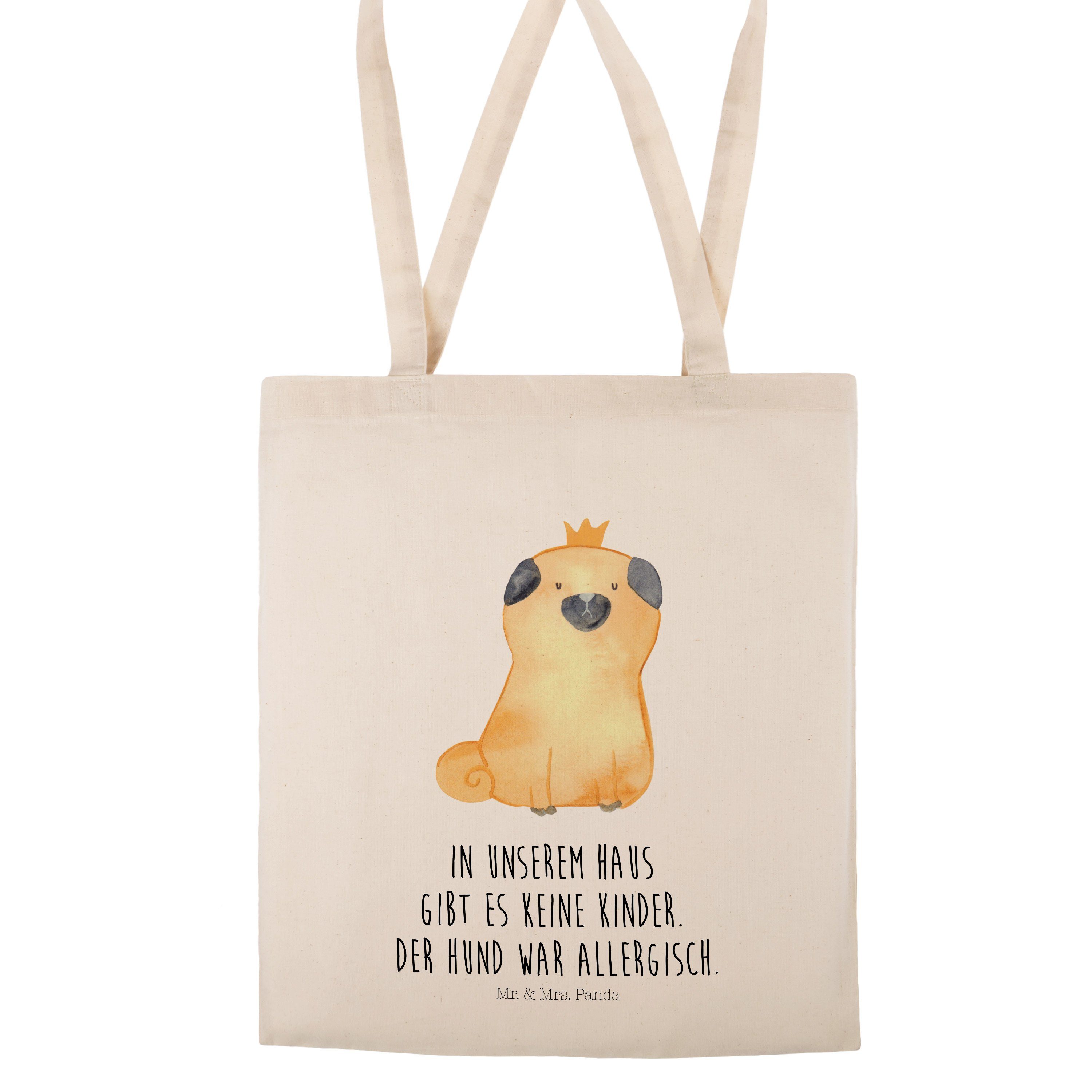 Mrs. Hundeliebe, Transparent Ti Hundemotiv, Mr. Hund, - Tragetasche Krone Mops (1-tlg) Geschenk, & Panda -