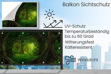 MuchoWow Balkonsichtschutz Bäume - Wald - Grün - Landschaft - Natur (1-St) Balkonbanner, Sichtschutz für den Balkon, Robustes und wetterfest
