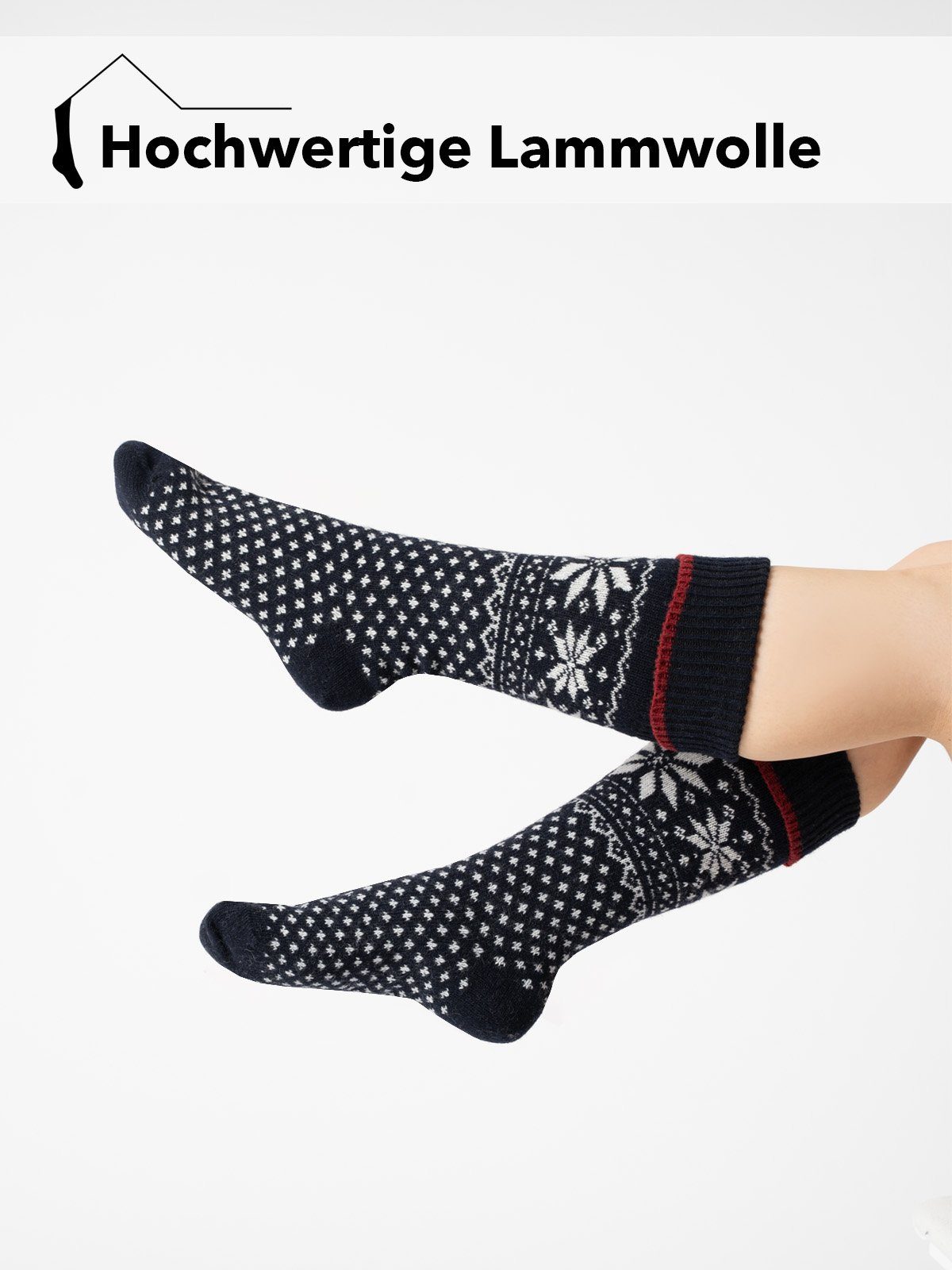 HomeOfSocks Socken Skandinavische Wollsocke "Norwegen-Lammwolle" Nordic Design Kuschelsocken Dicke Mit 70% Norwegischem Grau Aus Hyggelig Warm Lamm In Wolle Wollanteil Hohem Socken