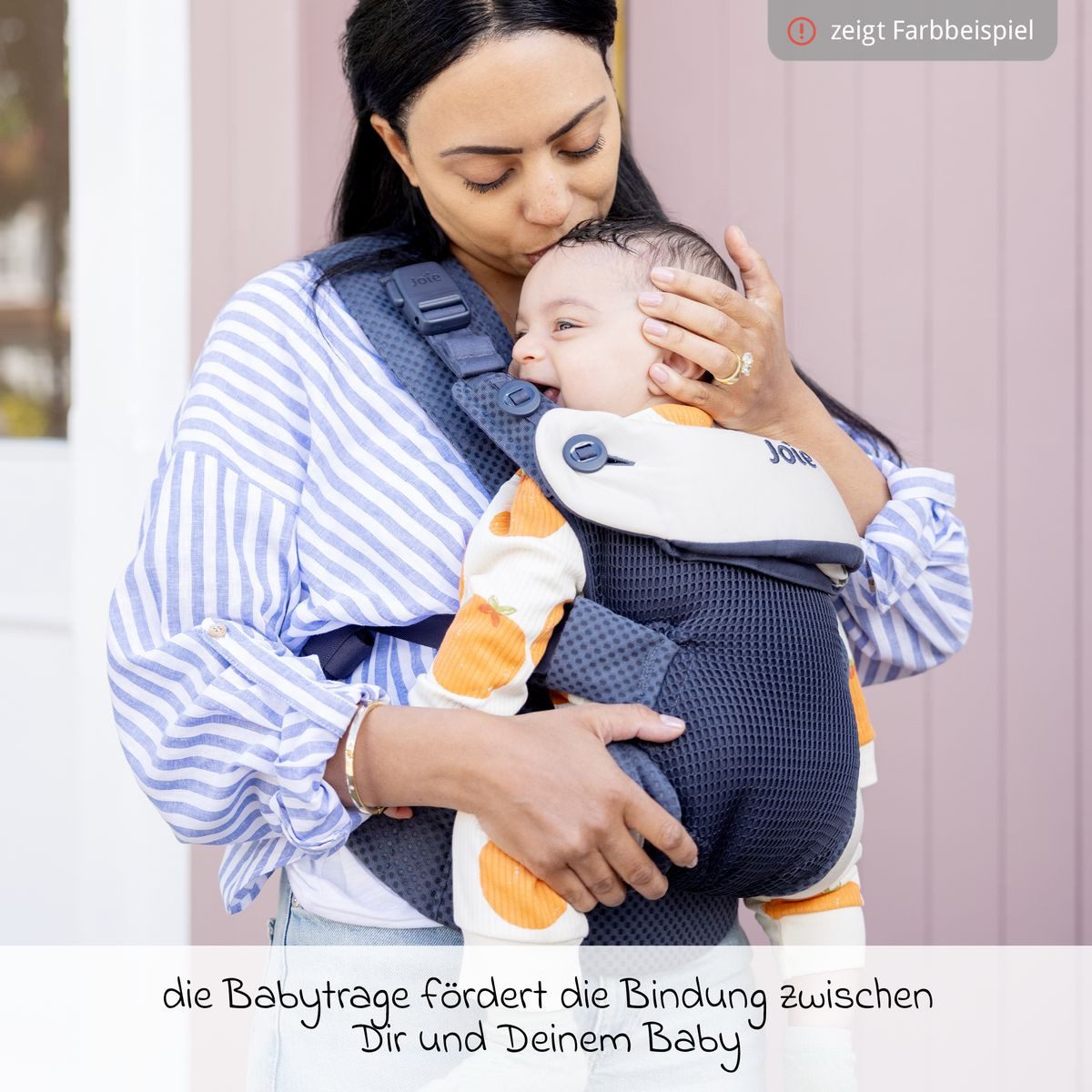 Joie Babytrage Savvy Lite Air - Indigo, Baby Kinder Bauchtrage für Neugeborene ab 3,5 -14 kg 3 Tragepositionen