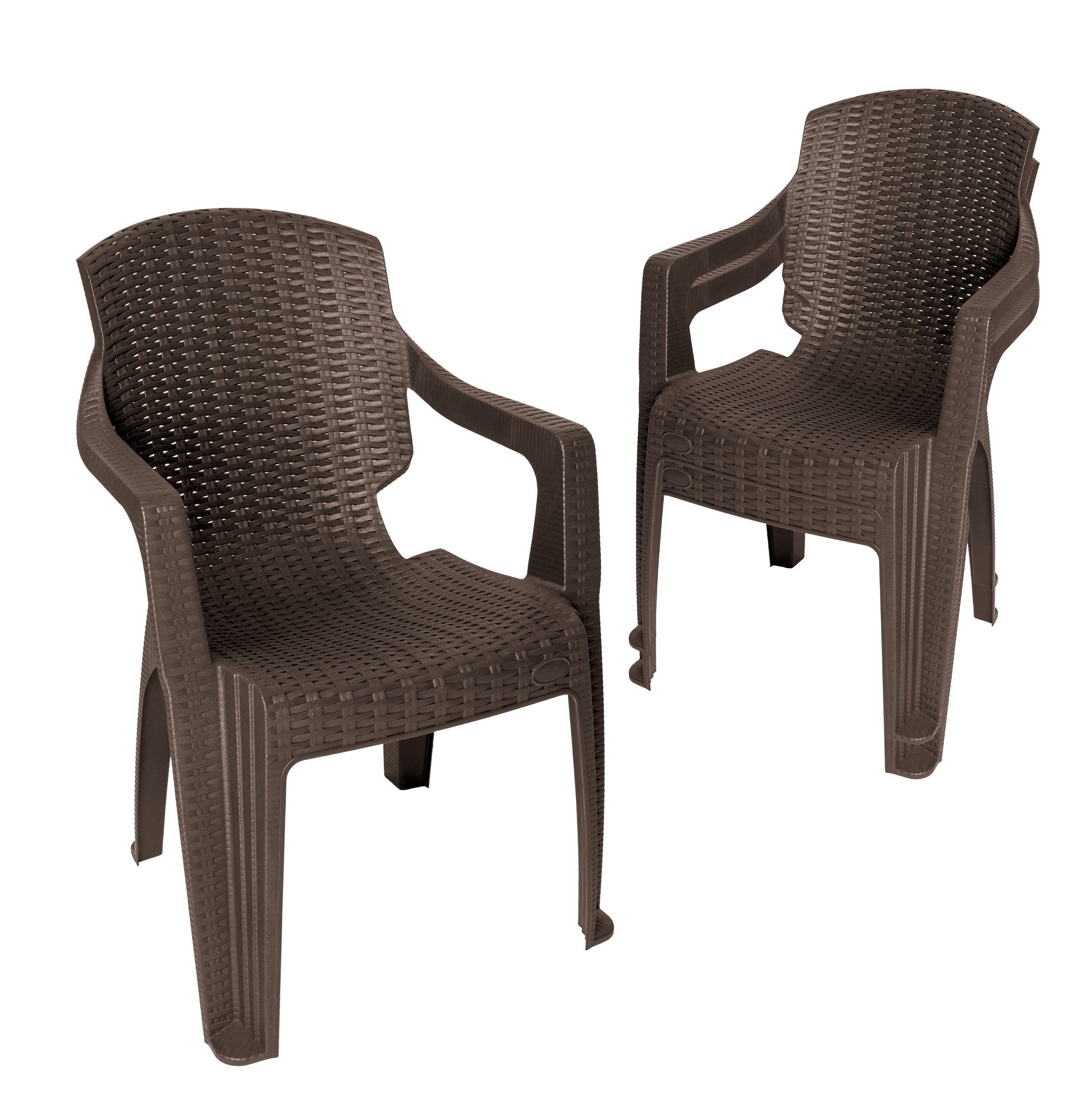 Garronda Armlehnstuhl Gartenstuhl in Rattan-Optik wetterfest stapelbar Bistrostuhl GD-0254 (3 St), 3er Set