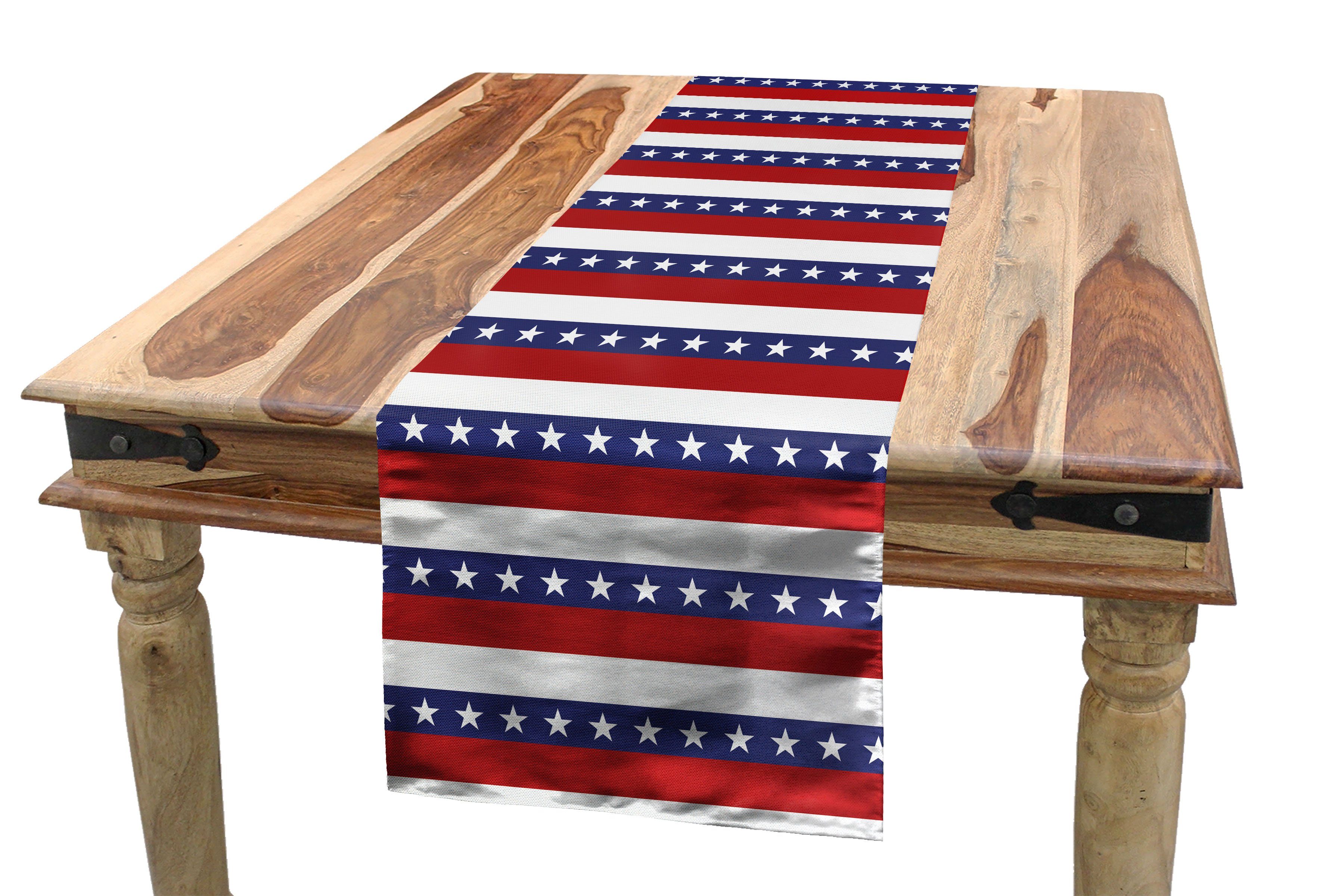 Abakuhaus Tischläufer Esszimmer Küche Rechteckiger Dekorativer Tischläufer, 4. Juli Amerikanische Flagge Motiv