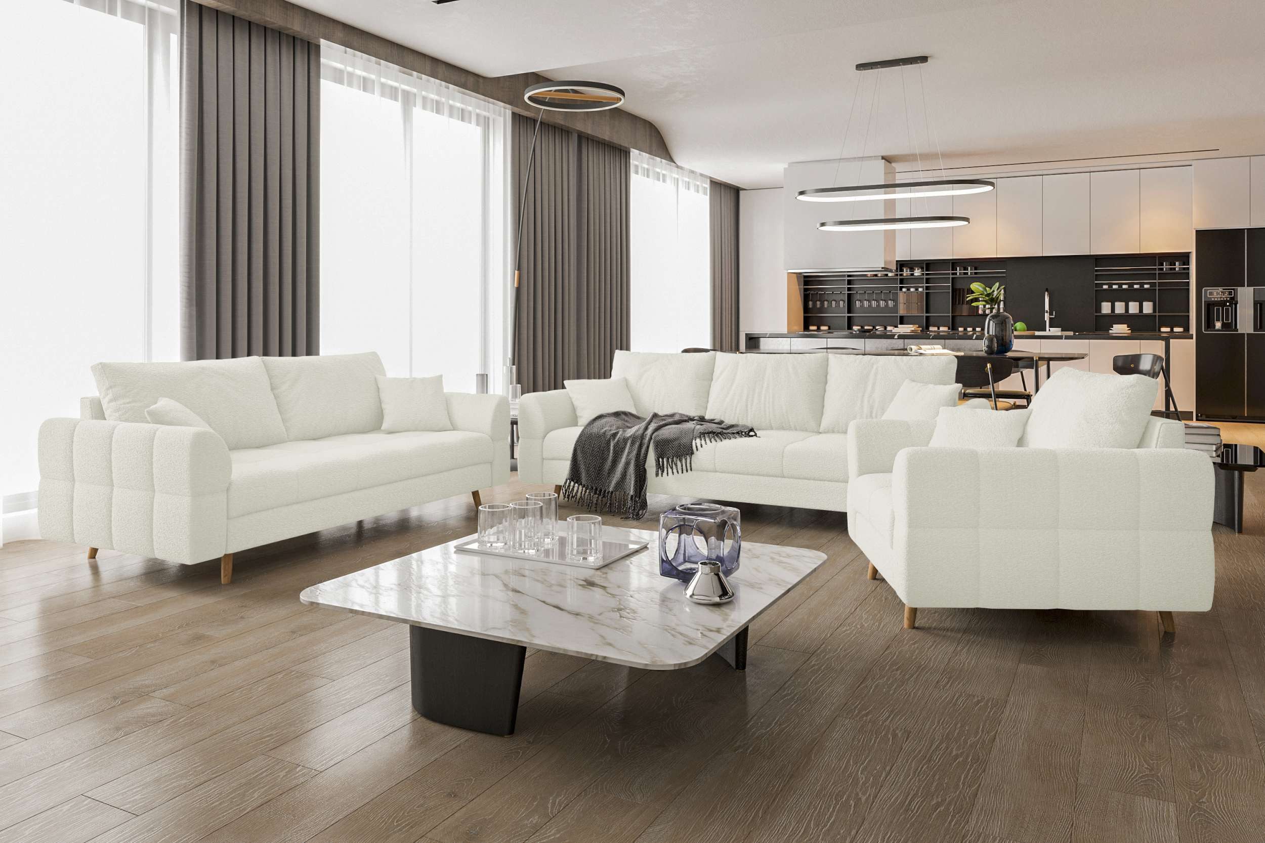 99rooms Polstergarnitur Bello, (Couchgarnitur, Set (3-tlg), günstig online kaufen