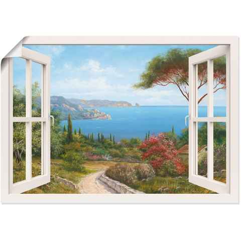 Artland Wandbild Fensterblick - Haus am Meer I, Fensterblick (1 St), als Leinwandbild, Poster, Wandaufkleber in verschied. Größen