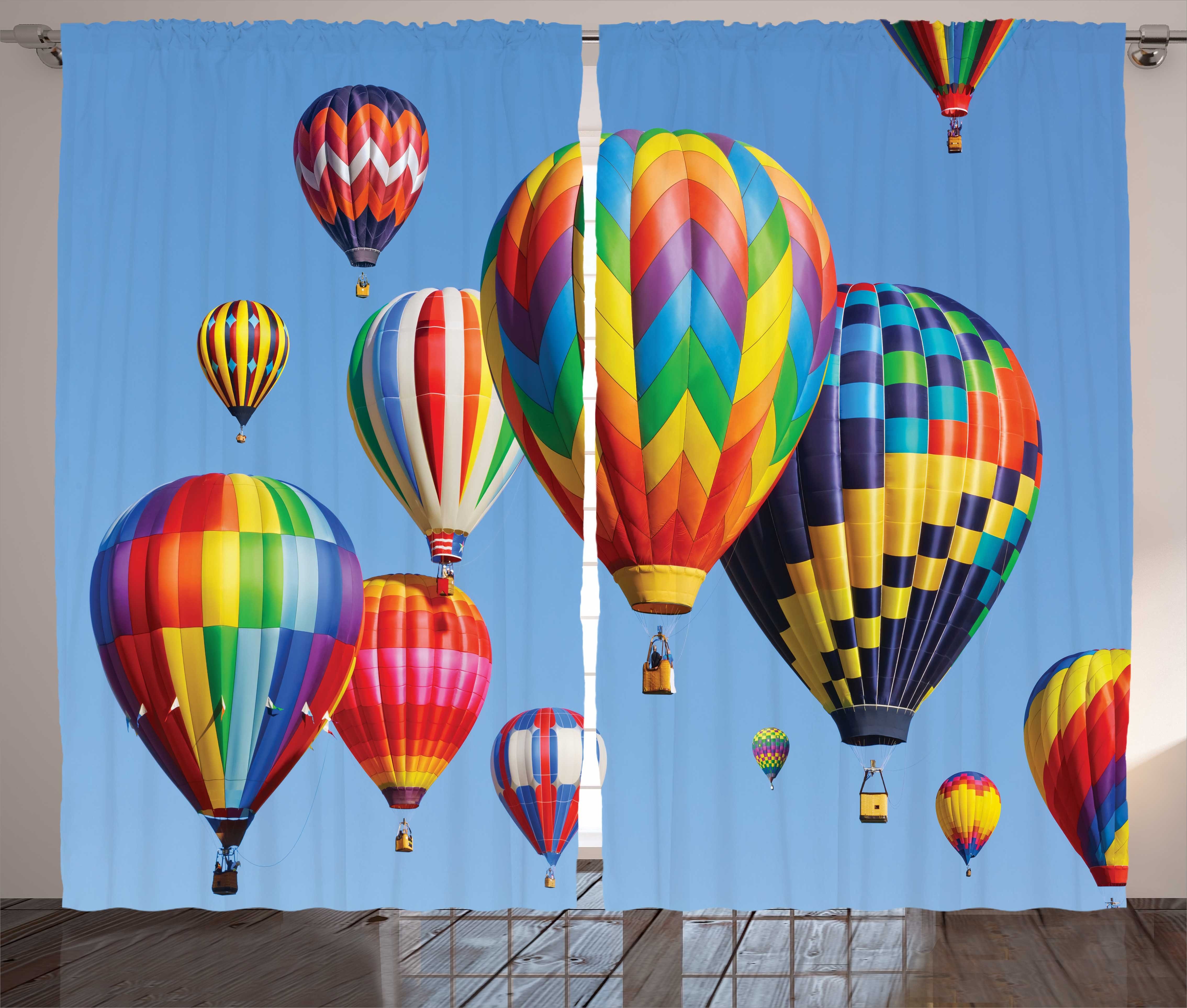 Schlafzimmer Bunte Ballon Luft-Reisen Schlaufen Abakuhaus, mit Haken, Kräuselband Gardine Vorhang und