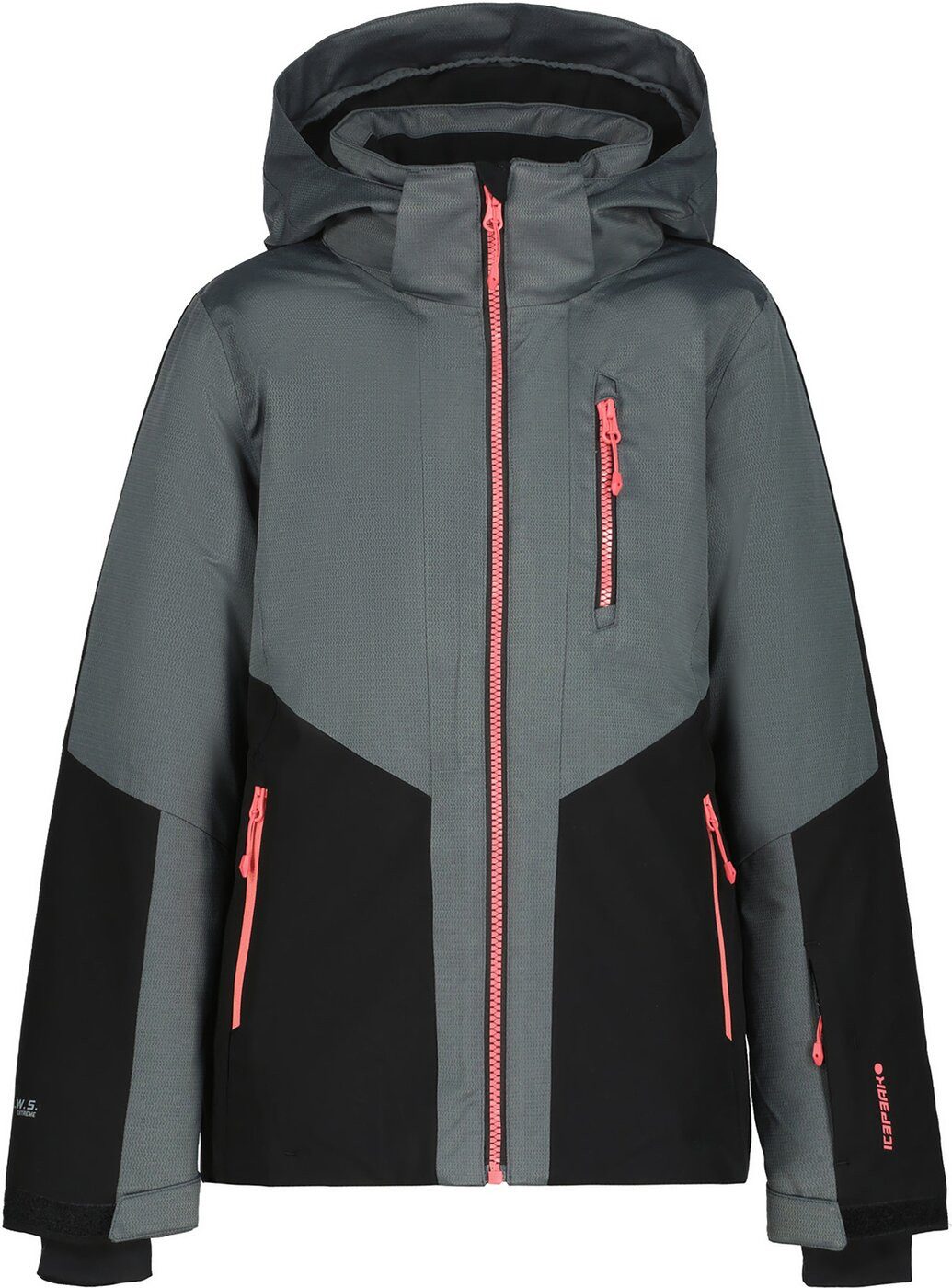 Icepeak Skijacke ICEPEAK LANETT warm gefütterte Mädchen-Skijacke grau/schwarz