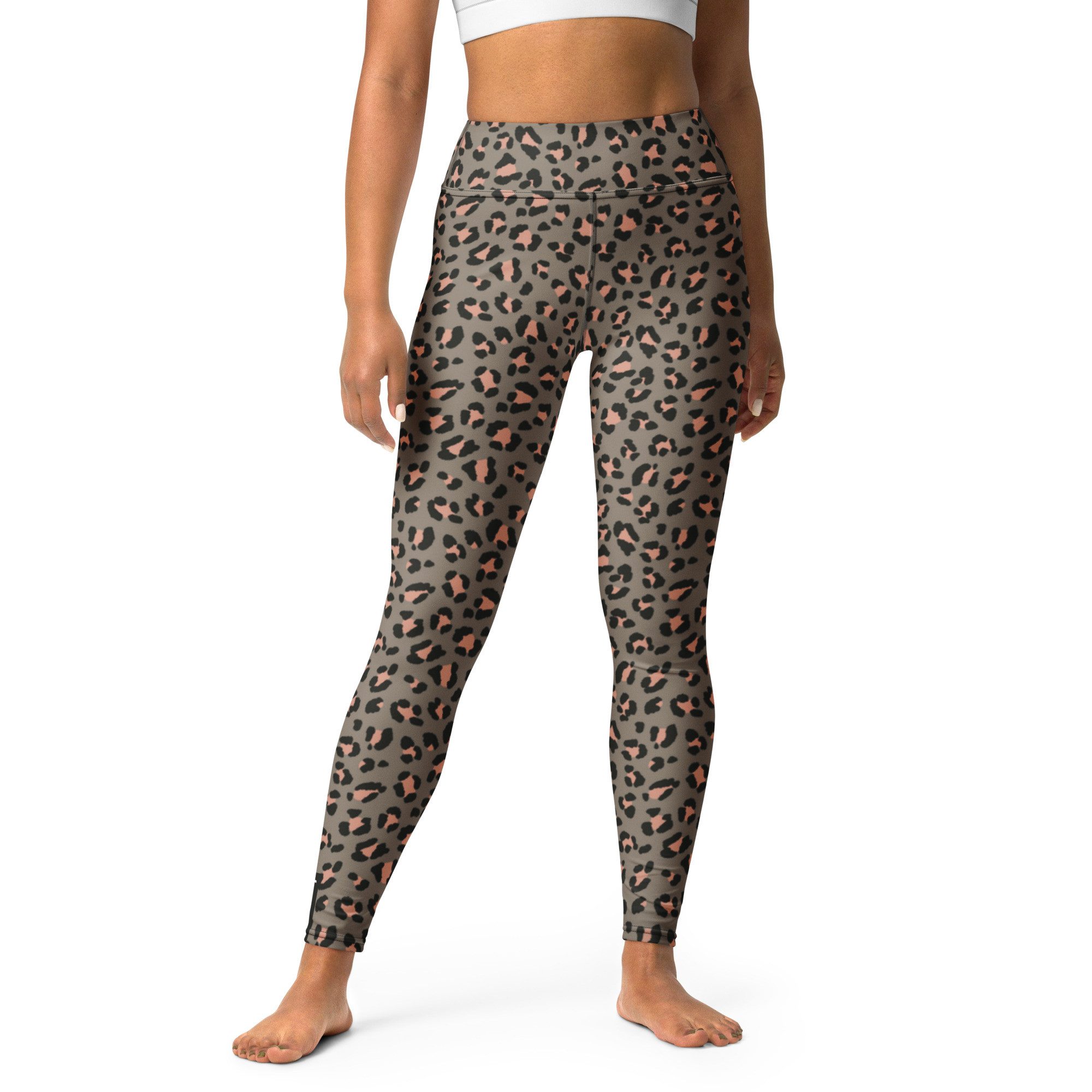DECALVIBES Funktionsleggings Damen High Waist Yoga Leggings Leopard Grey High Waist, 4-Wege-Stretch, formstabil, weiches Mikrofaser-Material