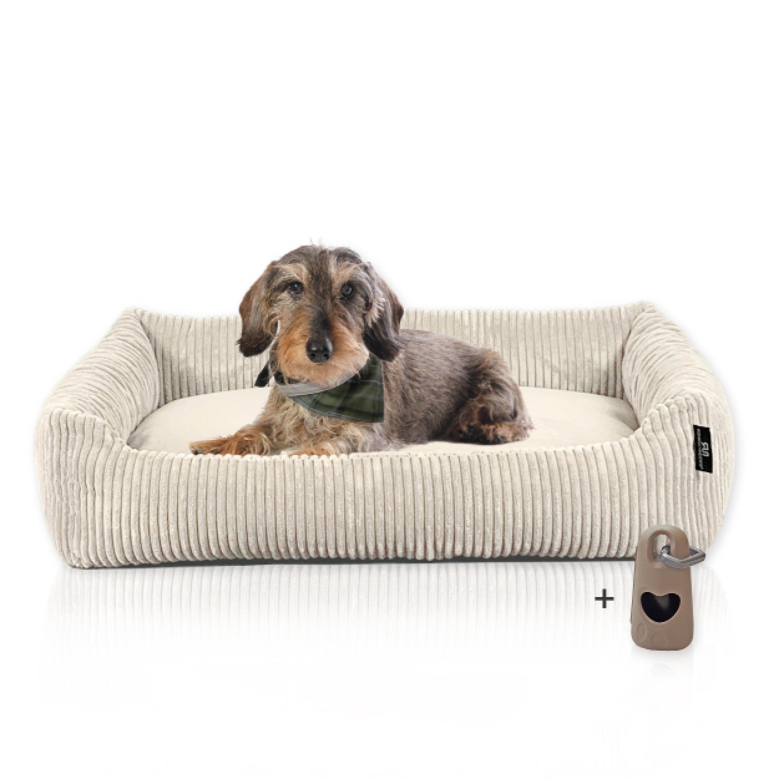 Rohrschneider Tierbett Hundebett Hundekorb Cordstoff, inkl. Gassibeutel