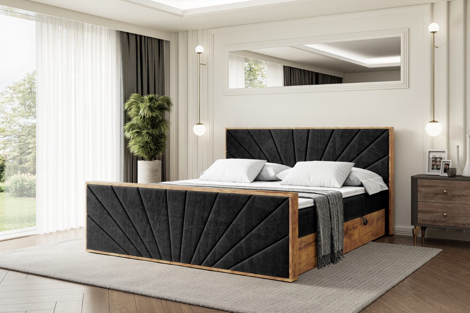 ALTDECOR Boxbett LOLLI6-Z (Multipocket-Matratze H4, H3 Matratze Bonellfederung, Topper, Kopfteil), Doppelbett mit Fußteil