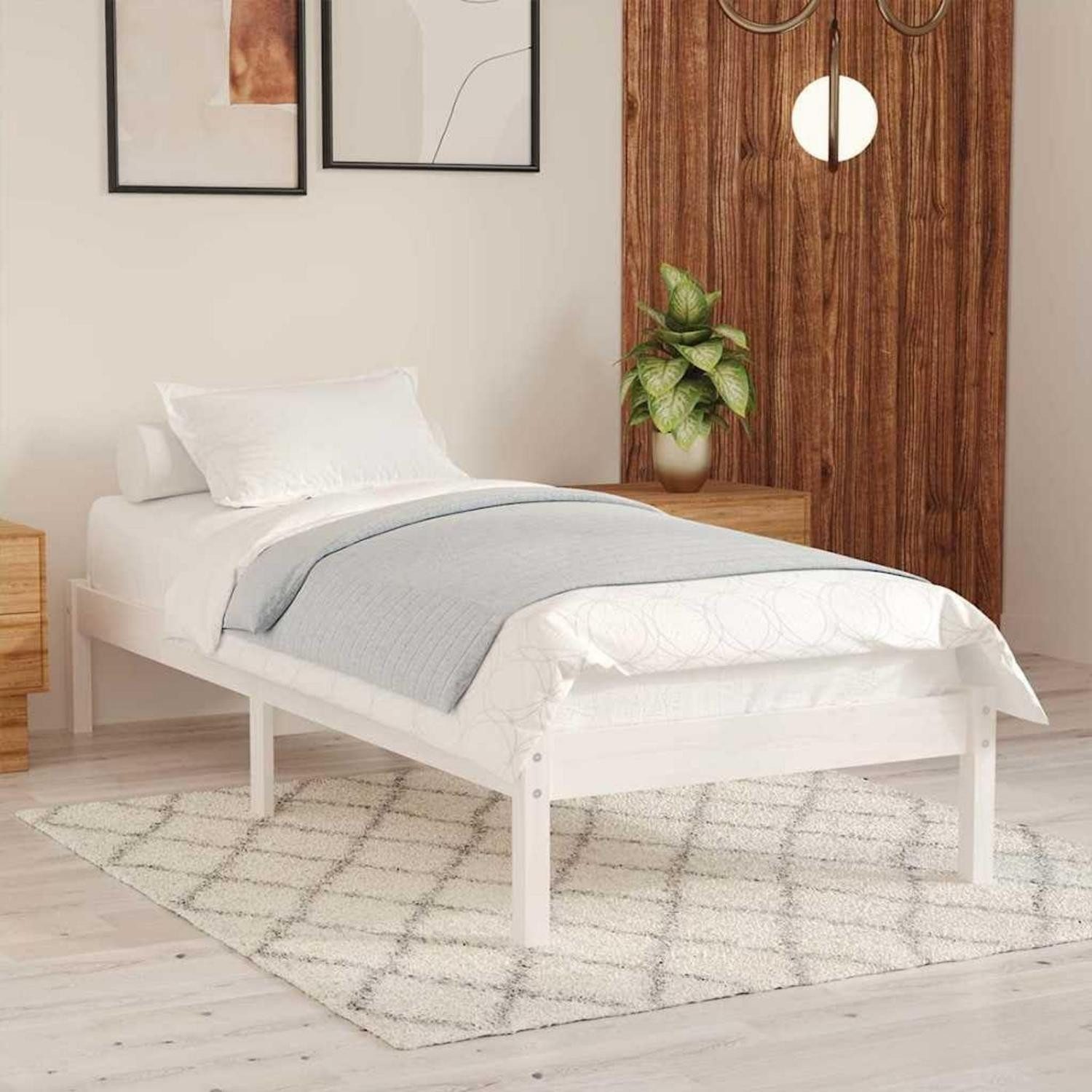 LuxusKollektion Massivholzbett Massivholzbett 90x200 Weiß