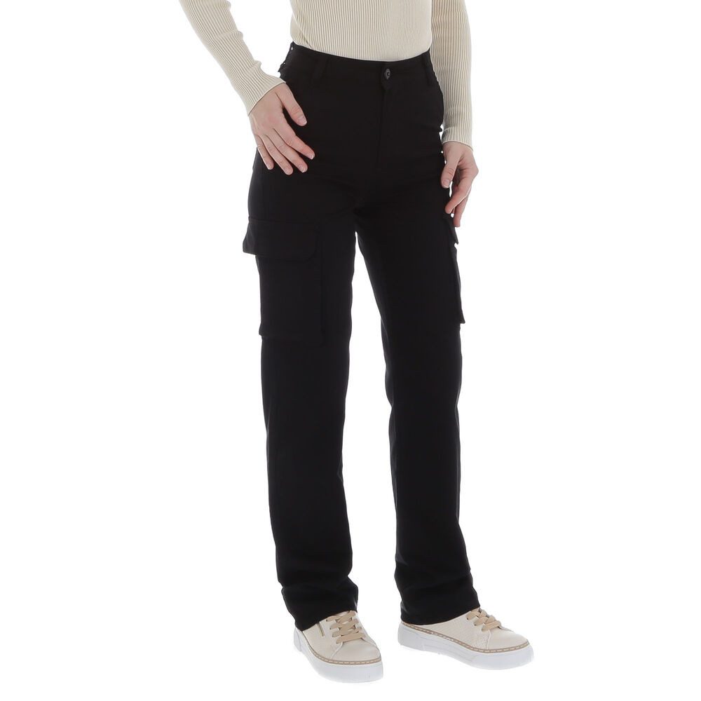 Ital-Design Cargohose Damen Freizeit (86746075) Stretch Stoffhose in Schwarz