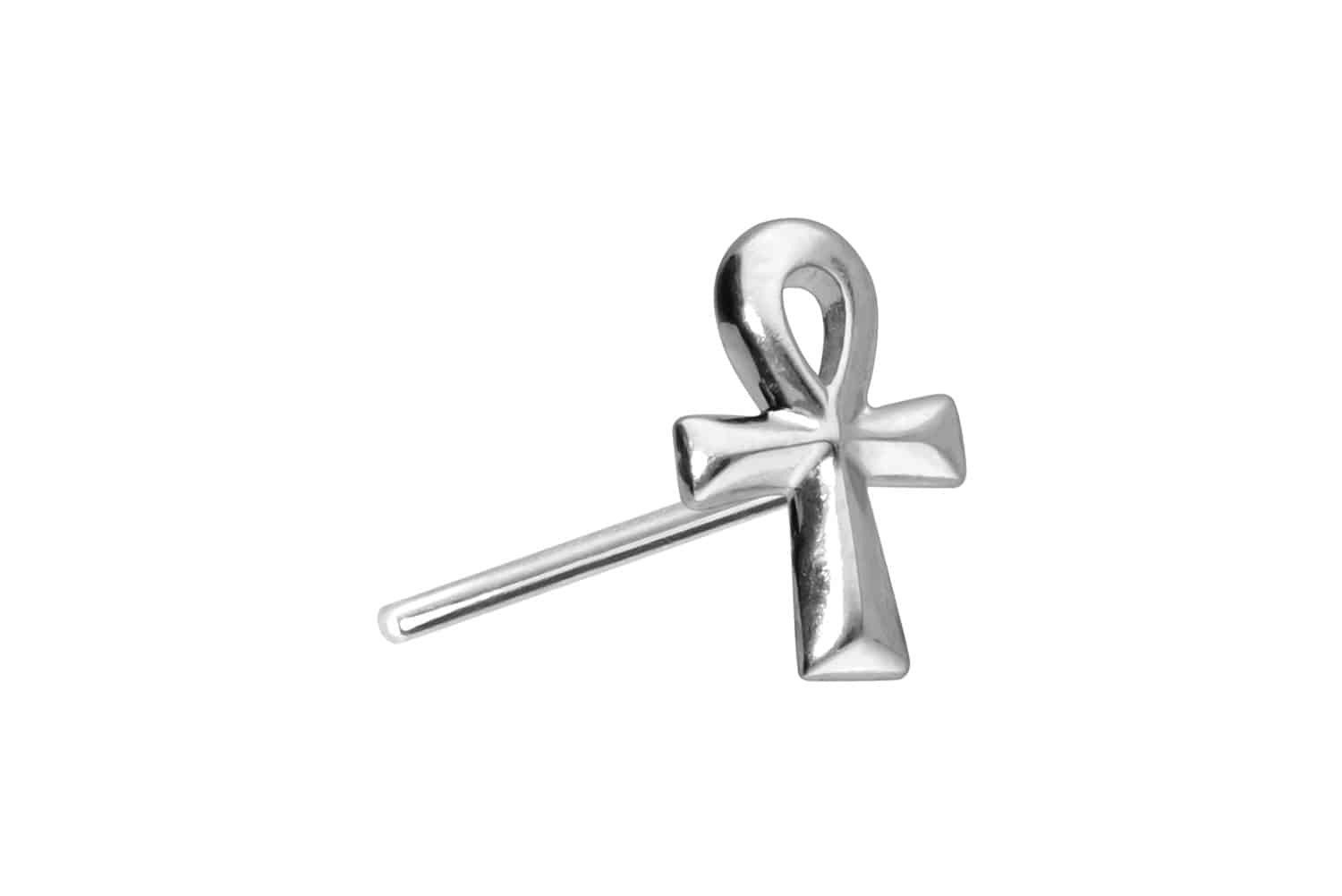 Piercing-Set 14 Karat Gold Aufsatz mit Titan Push Pin ÄGYPTISCHES KREUZ