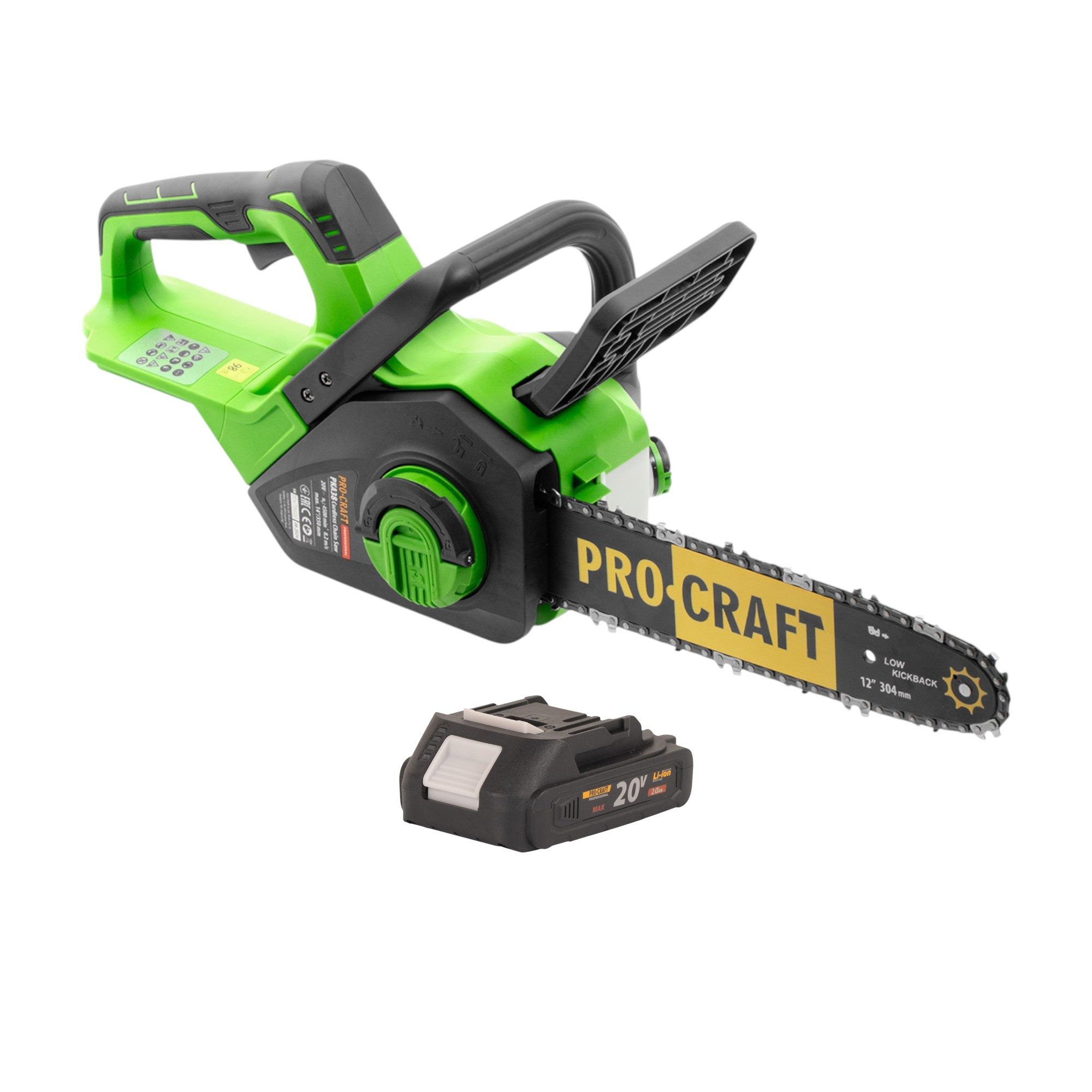PRO CRAFT Akku-Kettensäge PKA38 20 V 304 mm Brushless + 1x Akku 2,0 Ah - ohne Ladegerät