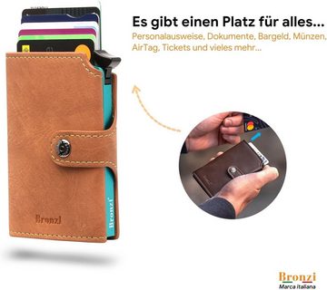 Bronzi Geldbörse (Herren Groß Vintage Leder Geldbörse, Herren Portemonnaie mit RFID Schutz), mit Geschenkbox - Italienische Geldbeutel Herren, Slim