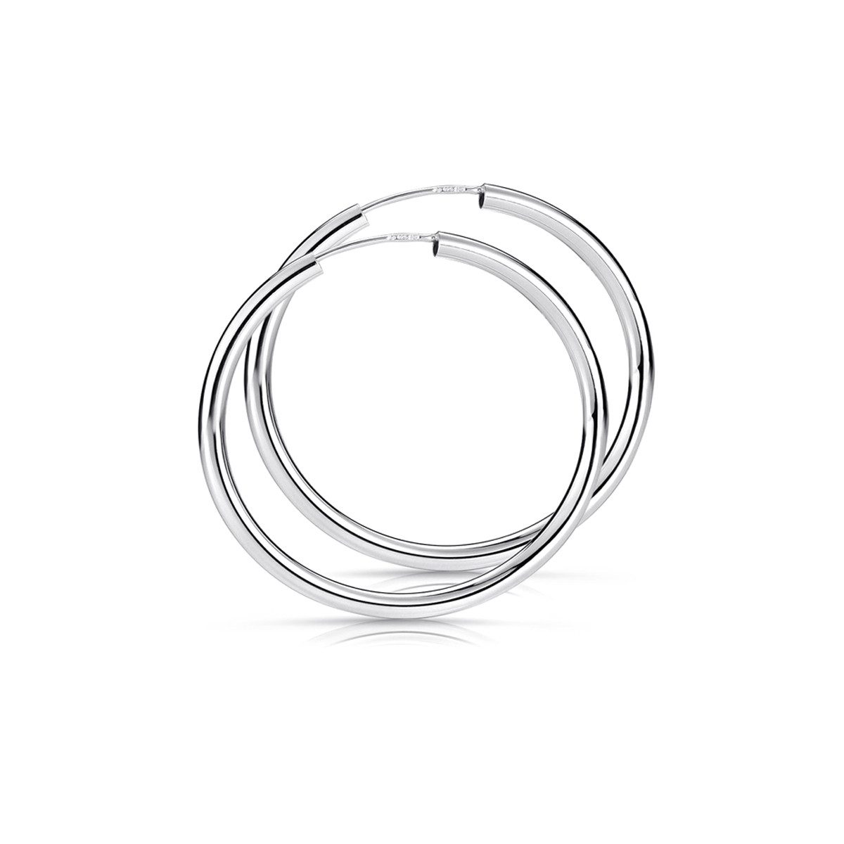 Materia Paar Creolen Ohrringe Damen Silber Ø40mm SO-91, 925 Sterling Silber, Feinversilberung
