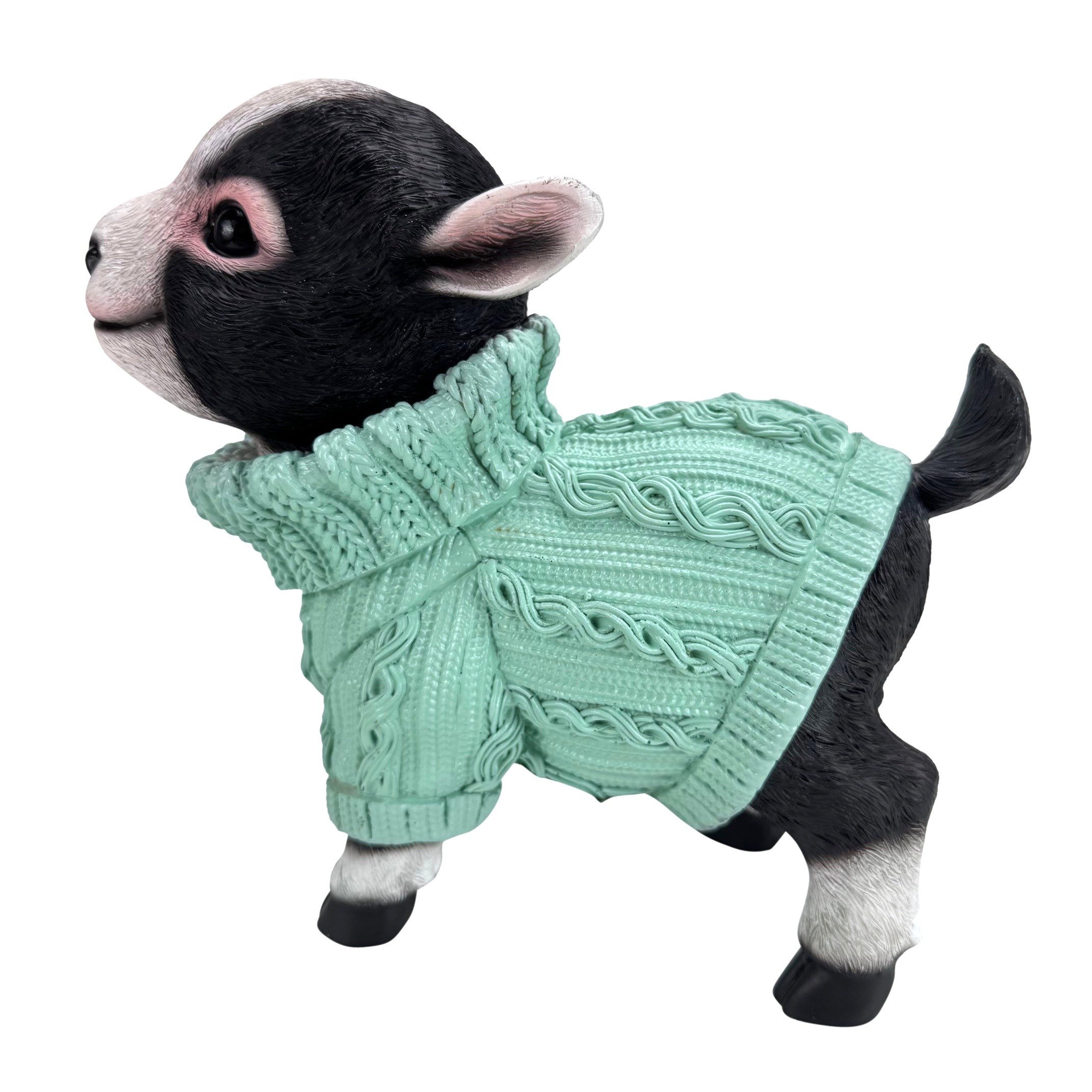 Online-Fuchs Gartenfigur süße Ziegen mit Pulli für außen - Deko Figuren Frühling, Sommer, (16 oder 24 cm groß), aus langlebigem Kunstharz gefertigt, wetterfest  – Bild 5 von 5