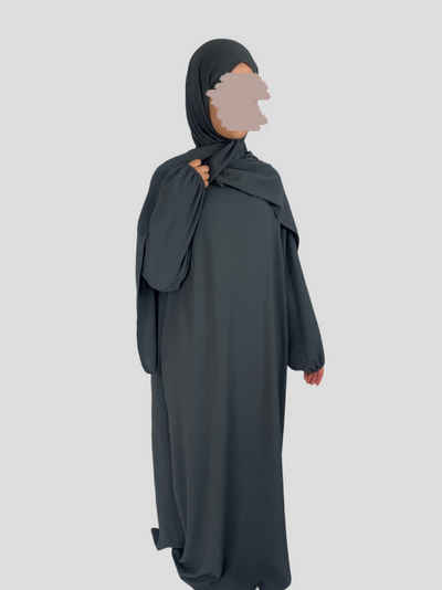 Aymasal Maxikleid Einteilige Abaya mit integriertem Hijab Gebetskleid islamicwear Gebet Schmeidiger Jazz Stoff, Ideale Gebetskleidung