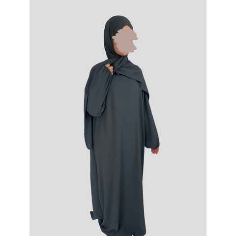 Aymasal Maxikleid Einteilige Abaya mit integriertem Hijab Gebetskleid islamicwear Gebet Schmeidiger Jazz Stoff, Ideale Gebetskleidung