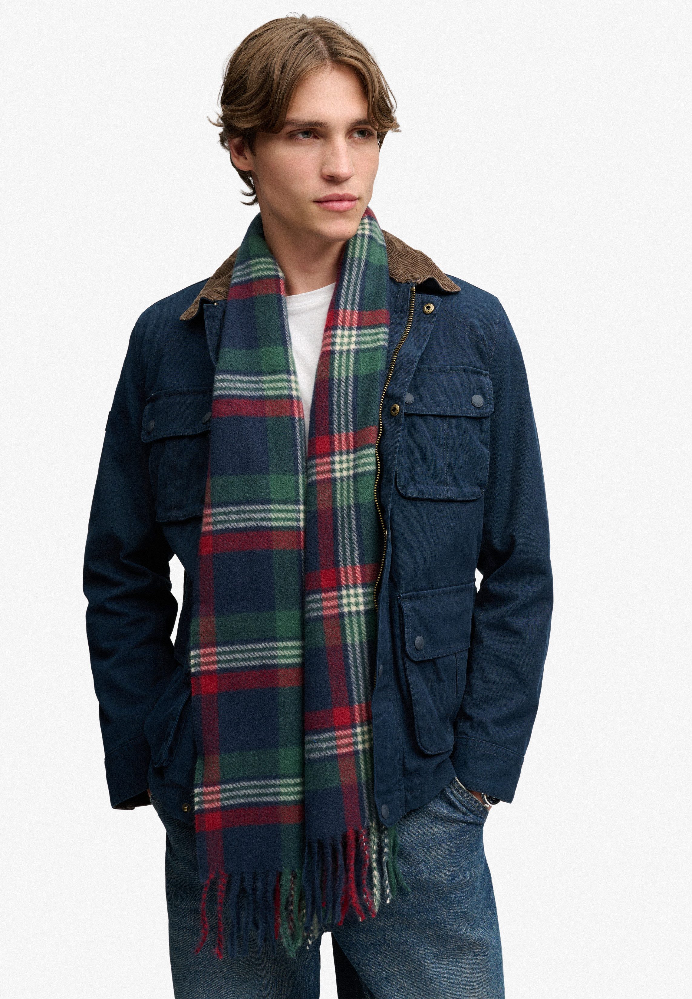 Superdry Strickschal HERITAGE CHECKED SCARF, Materialmix, regular fit