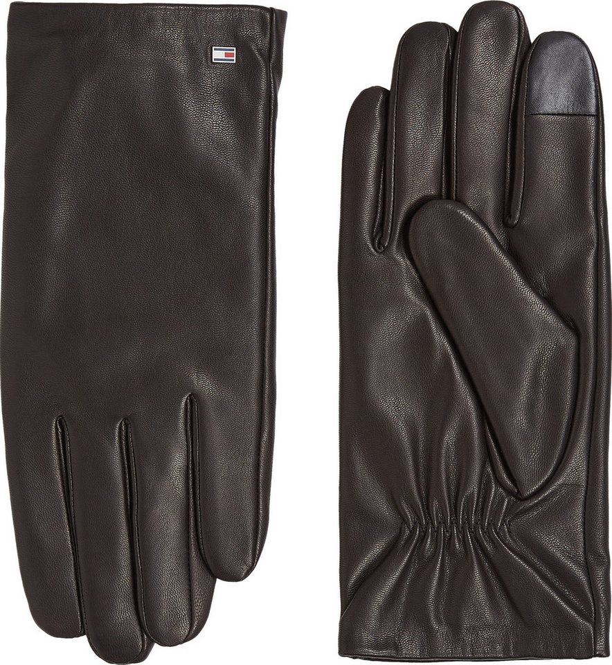 Tommy Hilfiger Lederhandschuhe ESSENTIAL FLAG LEATHER GLOVES mit Tommy Hilfiger Flagge
