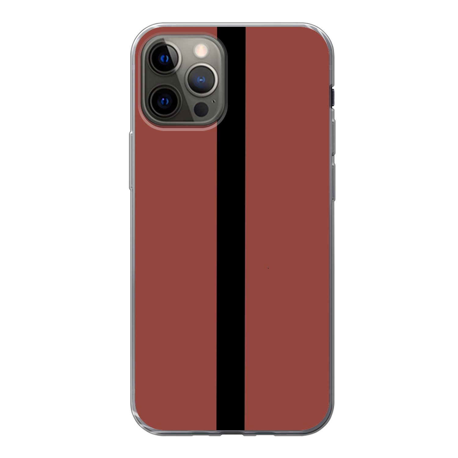 MuchoWow Handyhülle für Apple iPhone 12 Pro Rot - Schwarz - Gestreift - Minimalistisch, Smartphone-Bumper, Print, Handy Schutzhülle Dünn