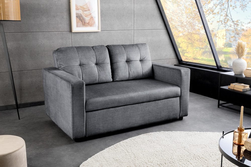 riess-ambiente Schlafsofa SMART 2-Sitzer grau – Samt, ausziehbar, Nosagfederung, Velourstoff, Einzelartikel 1 Teile, kompakte Ausziehcouch mit Polsterung – ideal für Gäste- oder Wohnraum