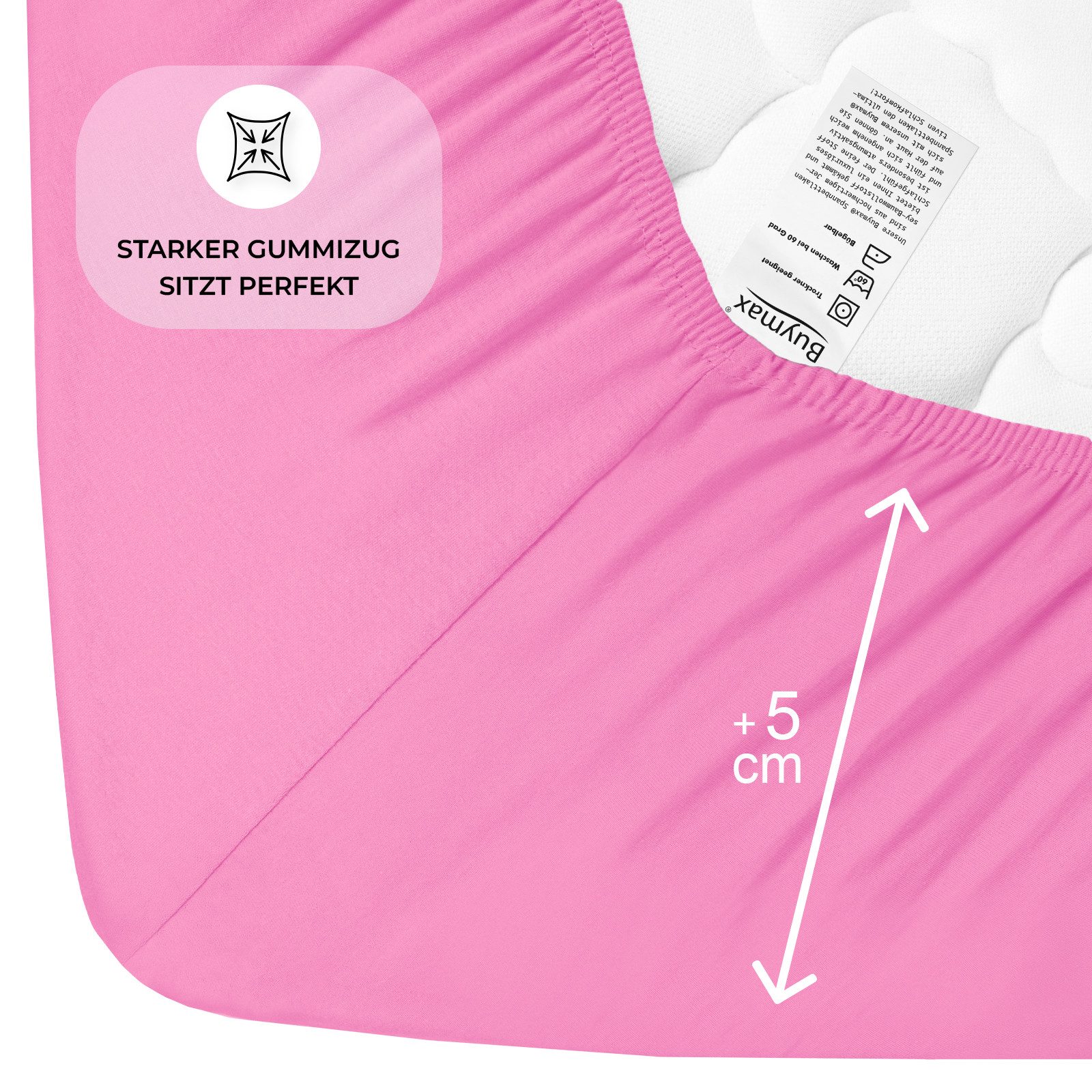 Buymax Spannbettlaken Buymax Jersey aus 100% Baumwolle, Jersey, Gummizug: Rundumgummi, (1 Stück), Pflegeleicht und Atmungsaktiv in Verschiedenen Farben und Größ – Bild 4 von 5