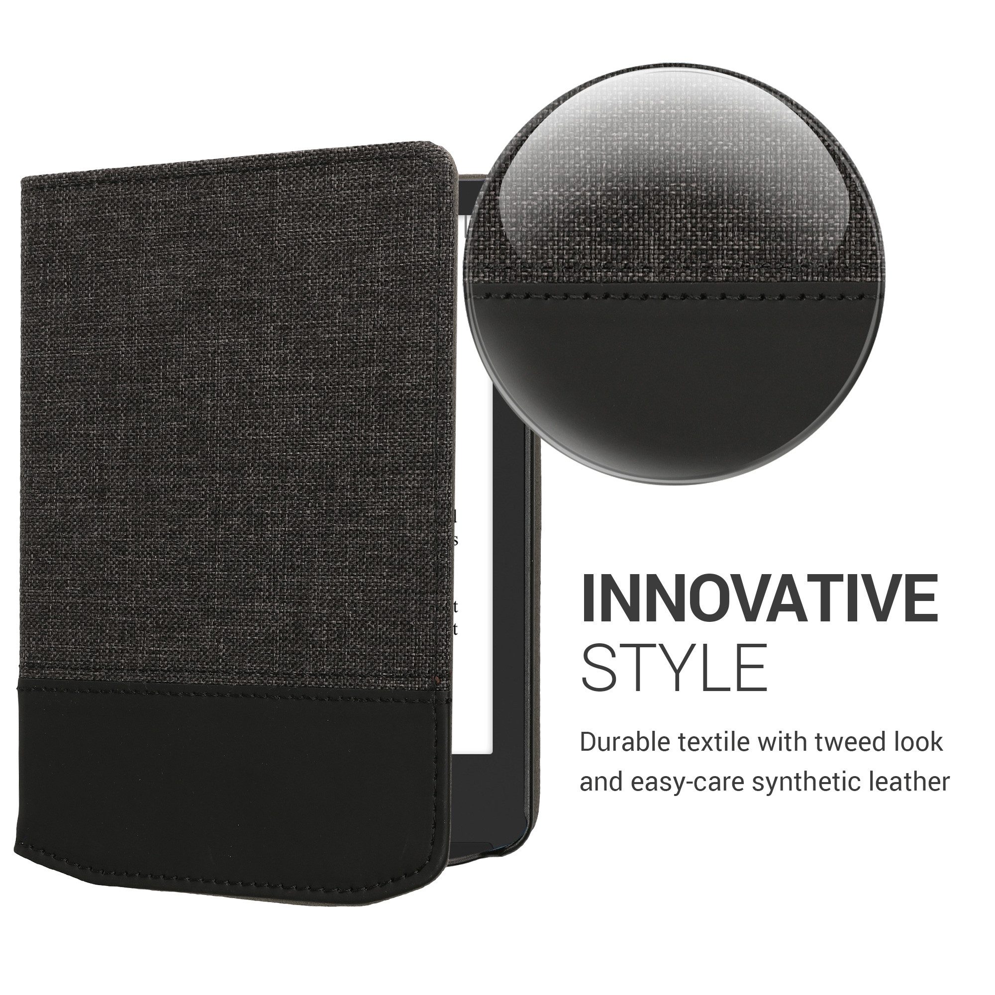 kwmobile E-Reader-Hülle Hülle für Pocketbook Verse / Verse Lite / Verse Pro / Color / Vivlio, Canvas eReader Schutzhülle - Flip Cover Case