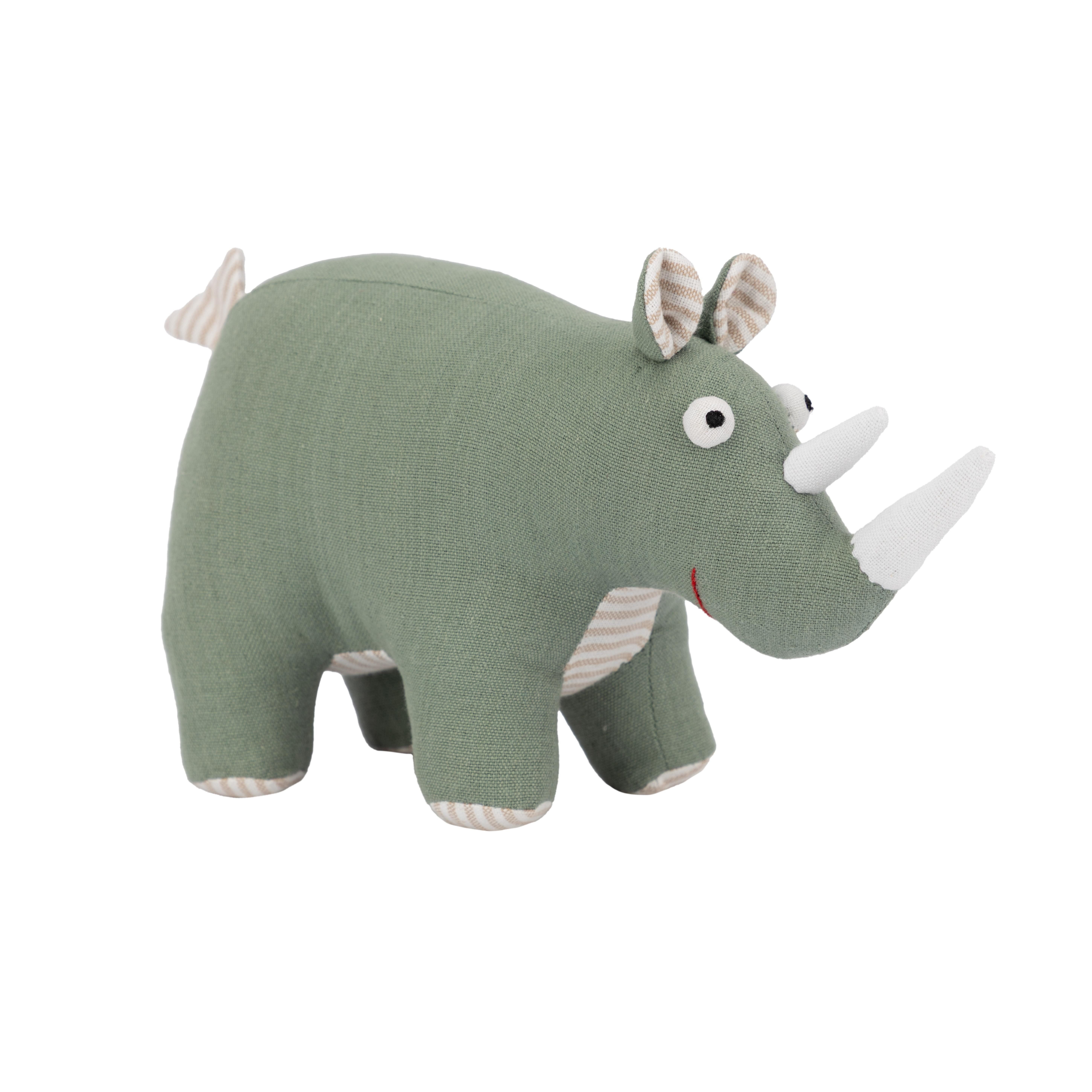 El Puente Kuscheltier Stofftier Nashorn aus Baumwolle in Grau, Handmade, Handmade