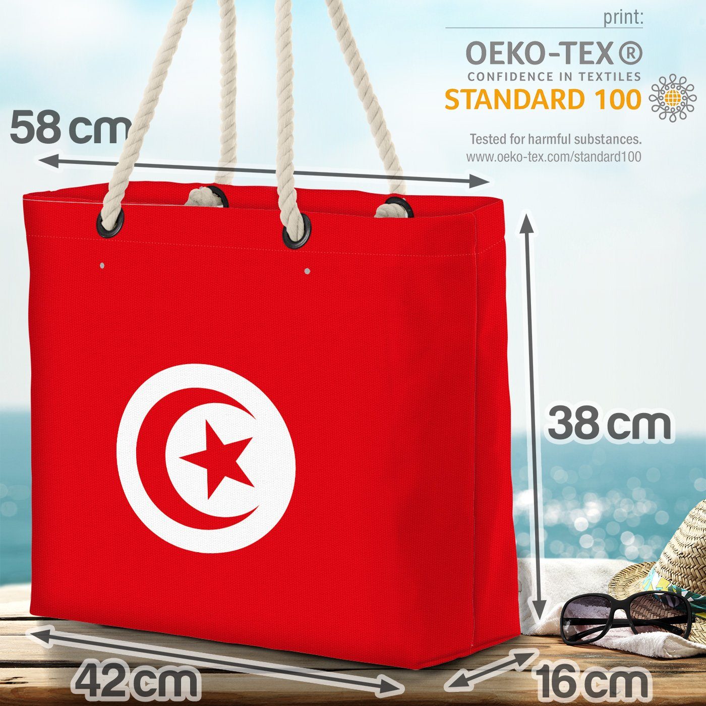 Strandtasche Tunesien Fahne Länderflagge (1-tlg), VOID Flagge WM