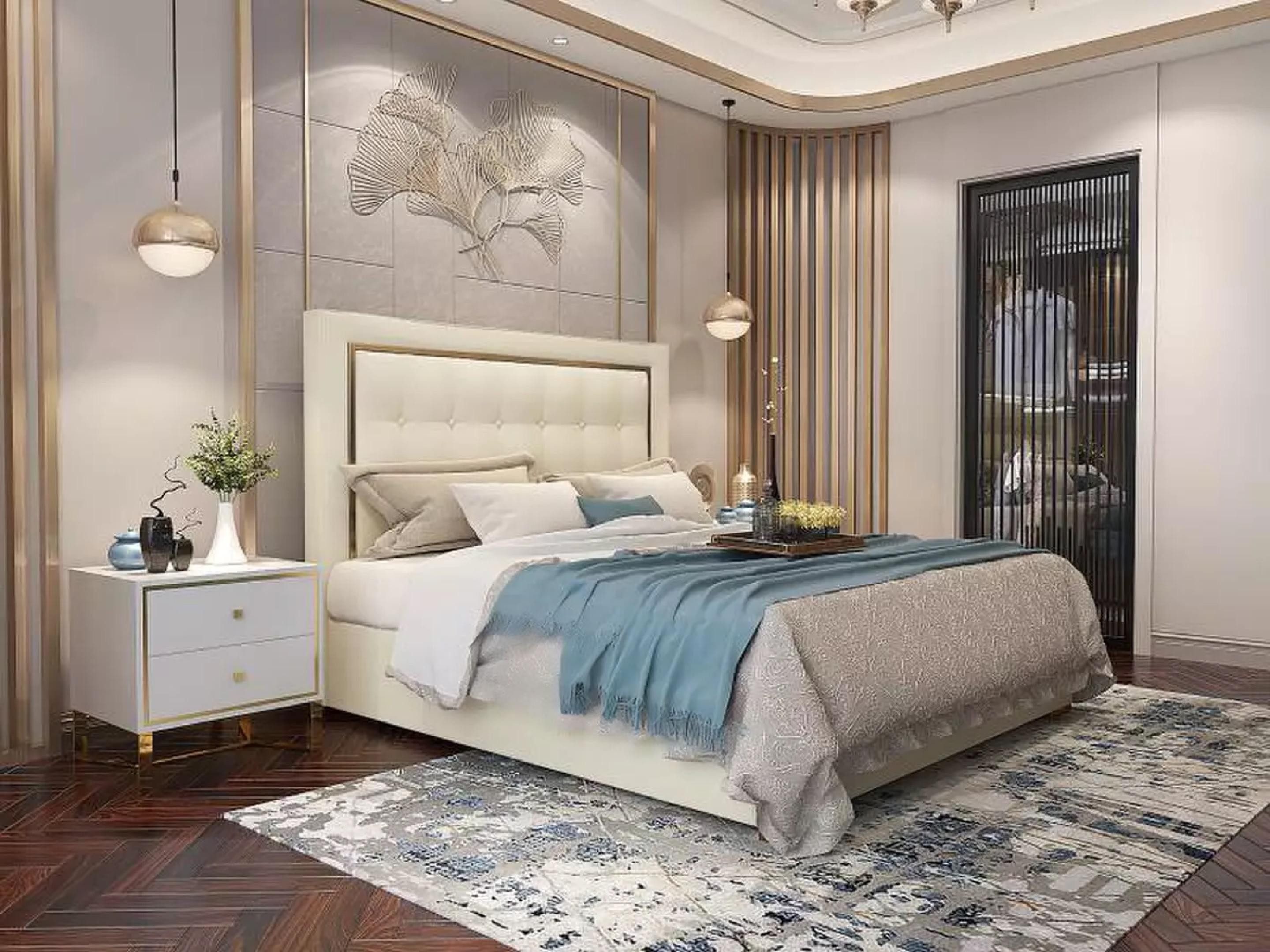 Xlmoebel Polsterbett Elegantes Polsterbett mit Metallgestell für stilvolles Schlafzimmer (1-tlg., Bett), Hergestellt in Europa