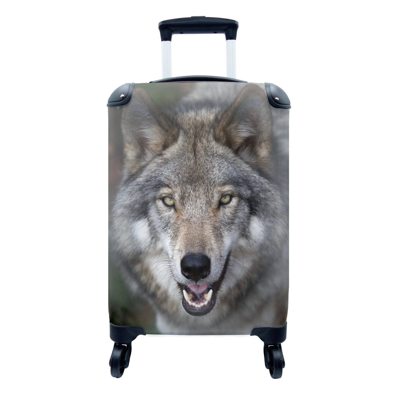 MuchoWow Handgepäckkoffer Wolf - Makro - Grau, 4 Rollen, Reisetasche mit rollen, Handgepäck für Ferien, Trolley, Reisekoffer