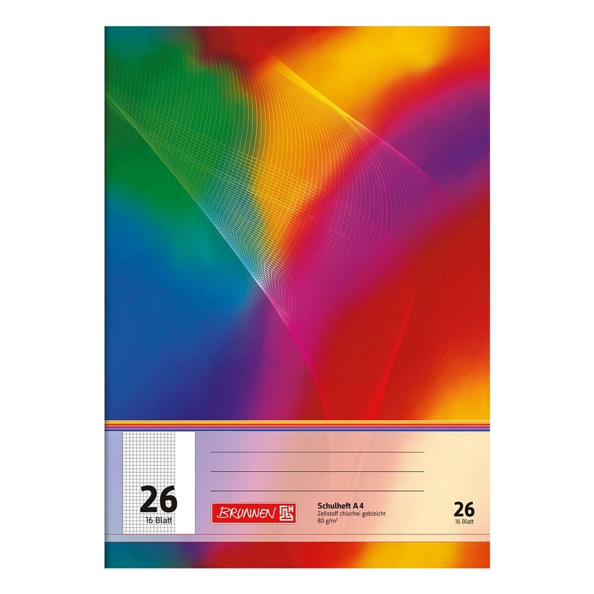 BRUNNEN Schulheft, A4, kariert (Lineatur 26), mit Außenrand, ungelocht