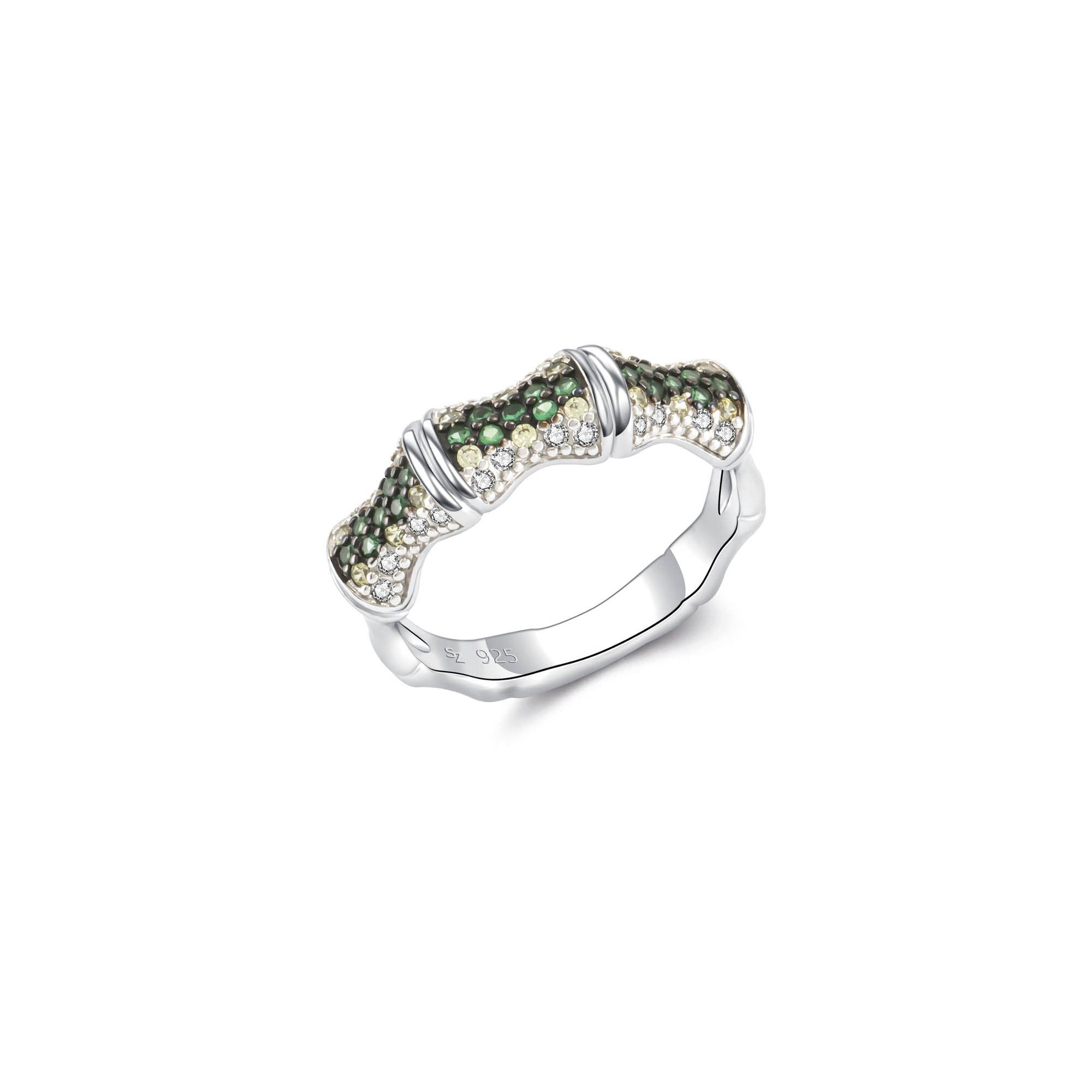 Seinerzeit FLORA & FAUNA Silberring Emerald Bambus Ring (1-tlg), Material: 925 Sterling Silber
