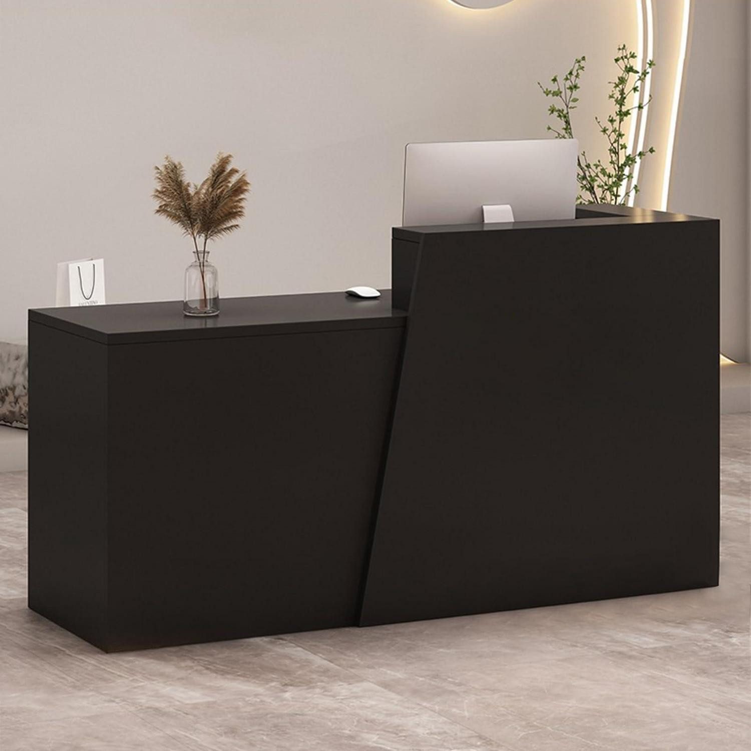 LuxusKollektion Empfangstheke Empfangstheke Schublade Ablagefächer 130×42×100cm Black + Black Right (1-St)