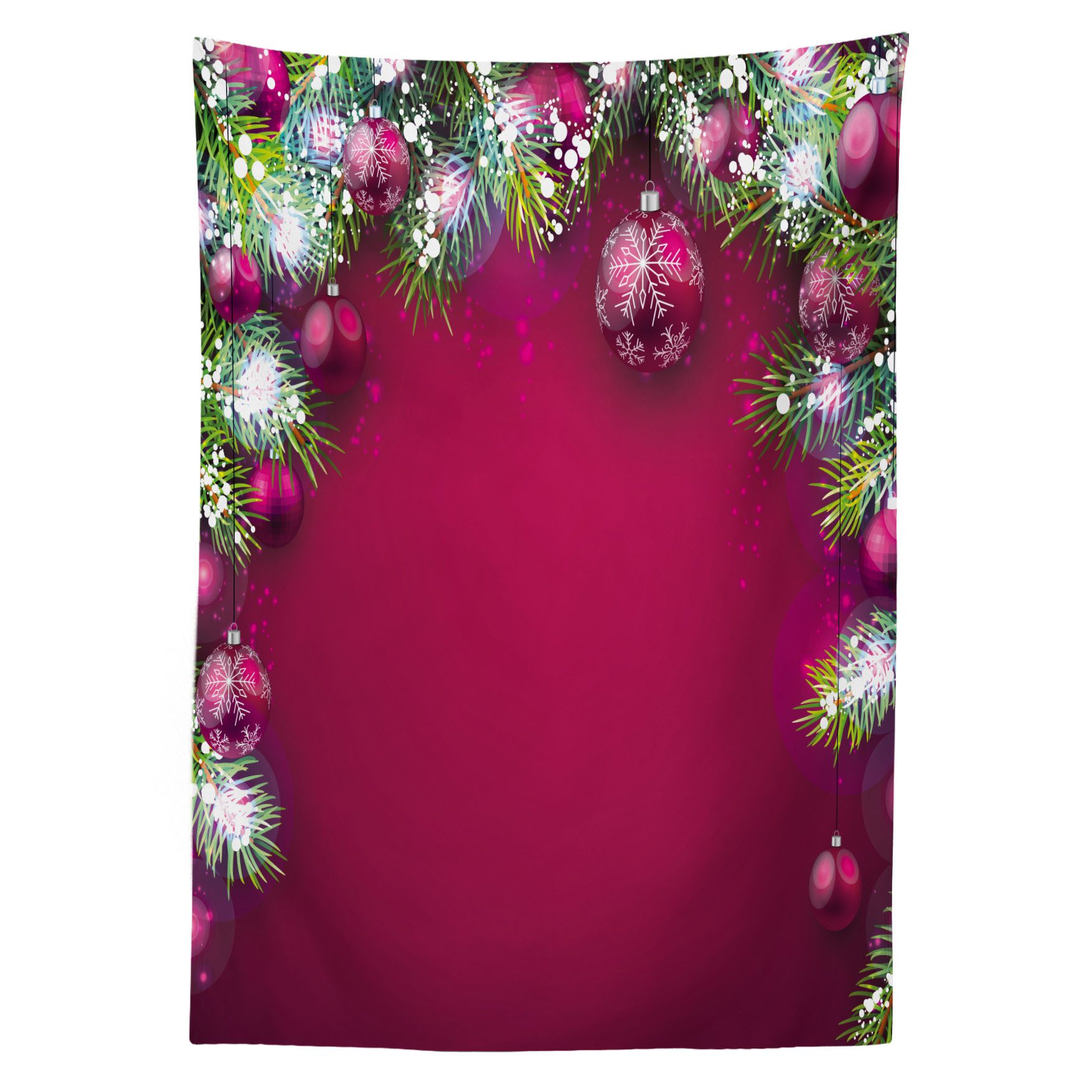 Abakuhaus Tischdecke Farbfest Waschbar Für den Außen Bereich geeignet Klare Farben, Weihnachten Baumkugeln Schneeflocken