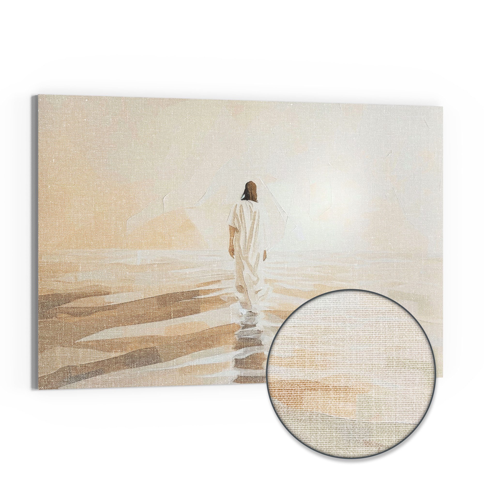 DEQORI Leinwandbild 'Schritte des Friedens', 'Schritte des Friedens', Hybrid Leinwand Bild Wandbild flach modern