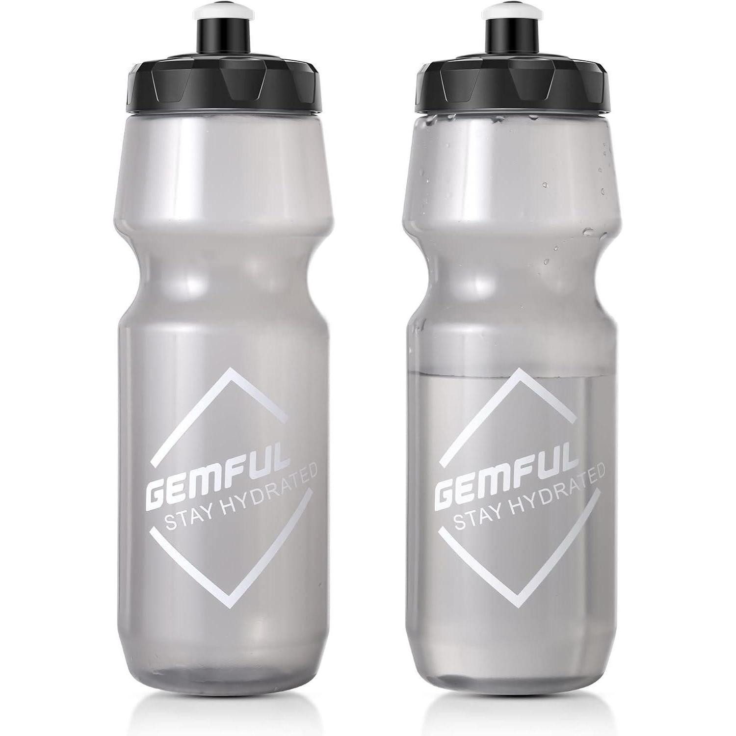 LuxusKollektion Trinkflasche Fahrrad Trinkflasche 750ml BPAfrei Auslaufsicher 2er Set Klar Grau