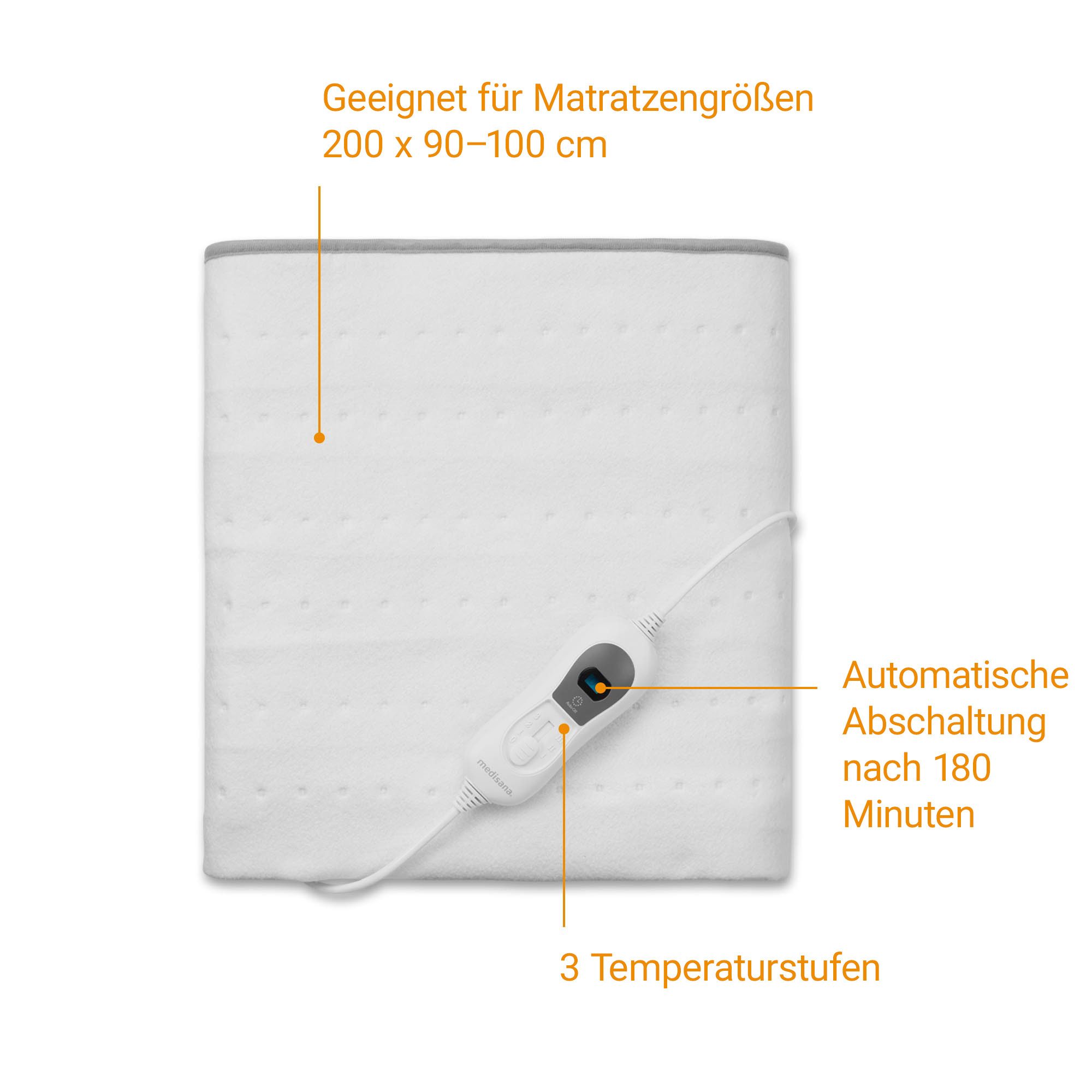 medisana Wärmeunterbett HU 666, Sicherheitssystem mit Überhitzungsschutz, waschbar, 3 Temperaturstufen