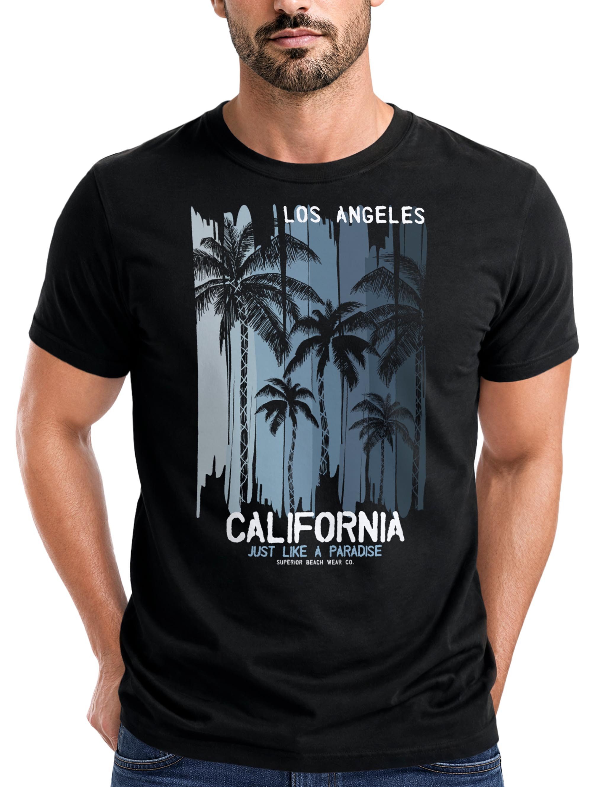 Neverless Print-Shirt Neverless® Herren T-Shirt Los Angeles California USA Sommer Bedruckt mit Print