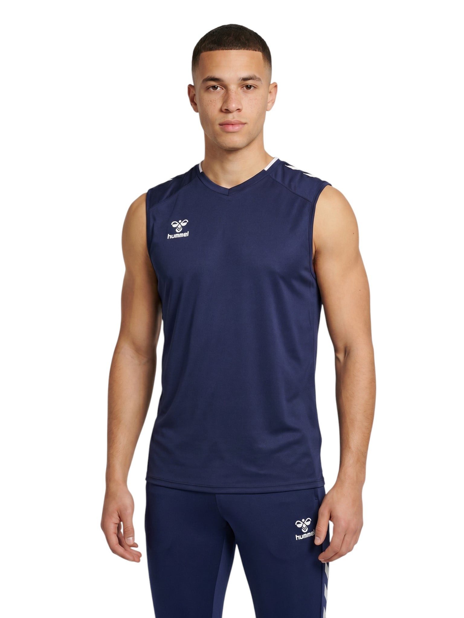 Tanktop Sport-Tank hmlCORE 2.0 Jersey (100% rec. Polyester) marineblau/weiss
