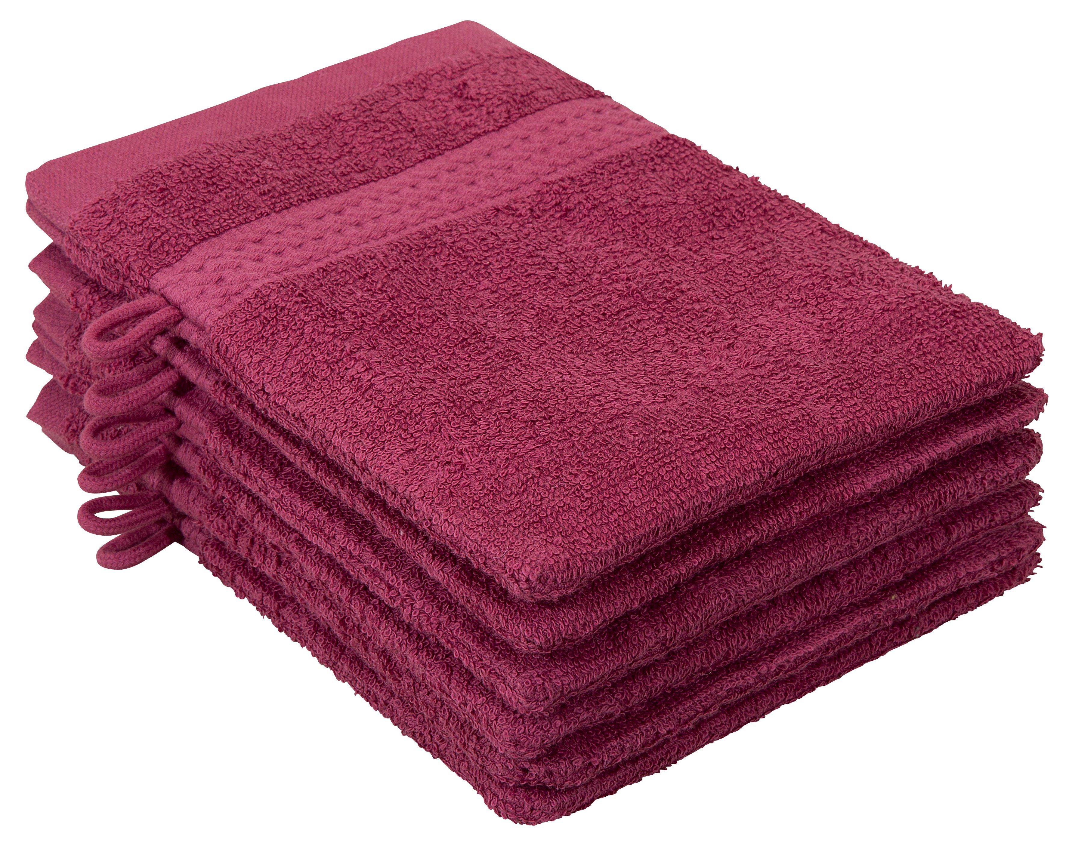 my home Waschhandschuh Juna, 6 Waschlappen, 100% Baumwolle, (6-St), im Set und als Serie, Bordüre, Uni-Farben, weich