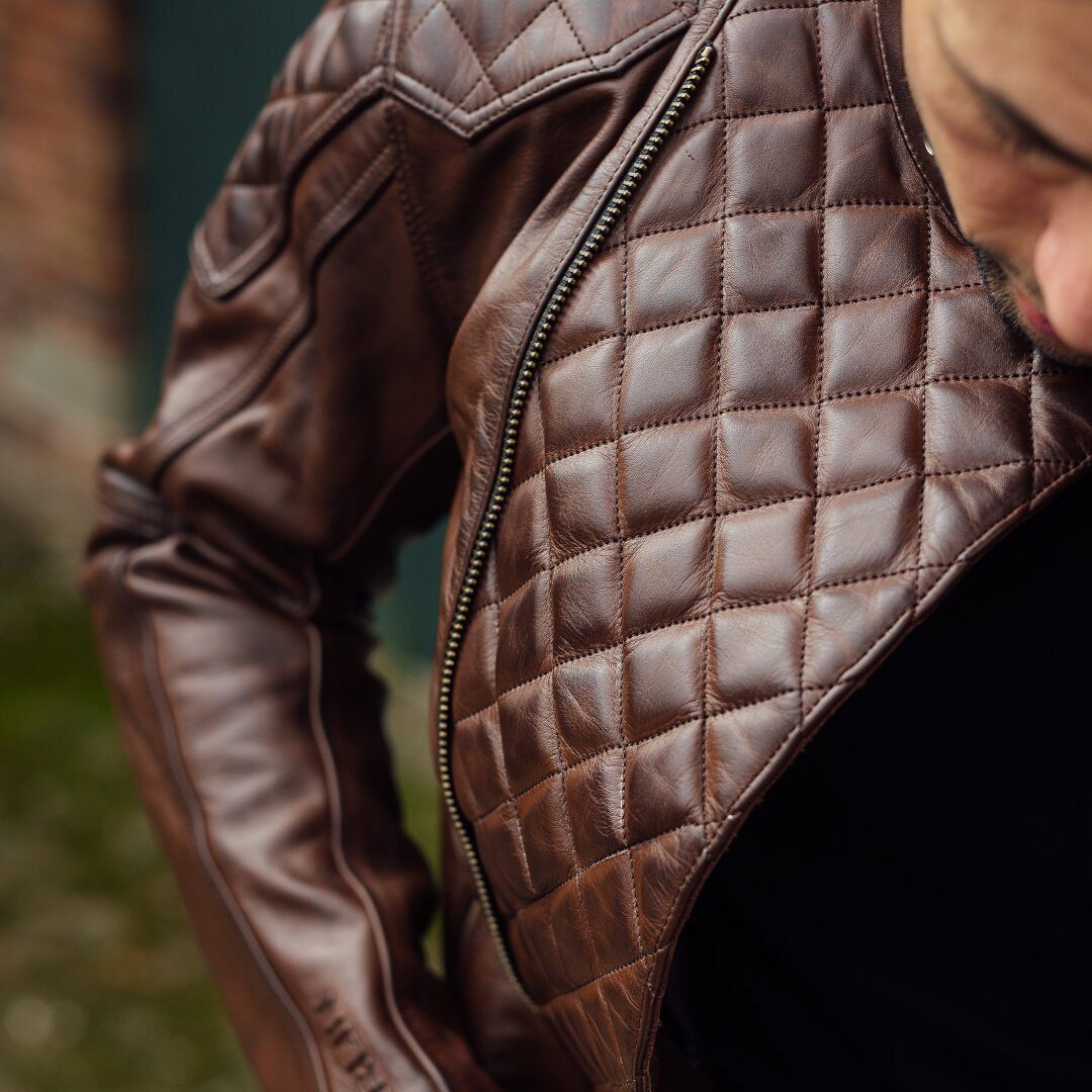 Merlin Motorradjacke Chester D3O Cafe Motorrad Lederjacke Atmungsaktiv protektoren herausnehmbares reißverschluss