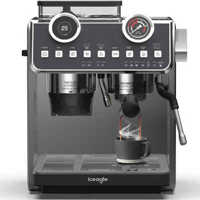 iceagle Espressomaschine EM653 Siebträgermaschine mit Milchaufschäumer, Korbfilter, 2200W