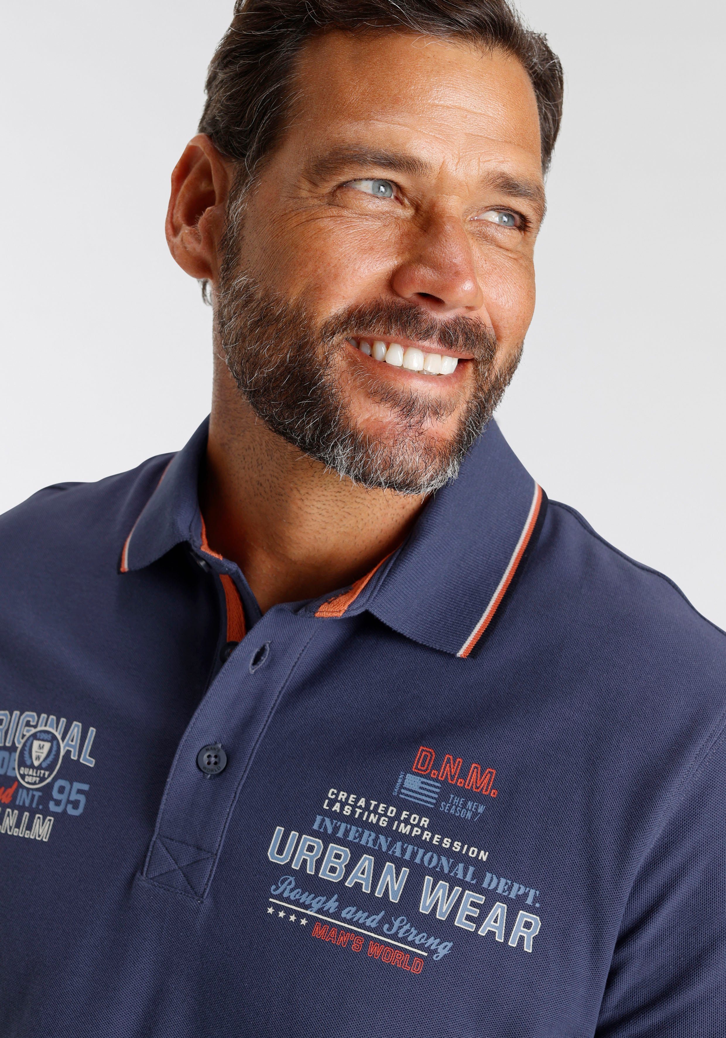 Man's World Poloshirt Kurzarm, mit coolem Print, Polokragen, aus Piqué-Stoff
