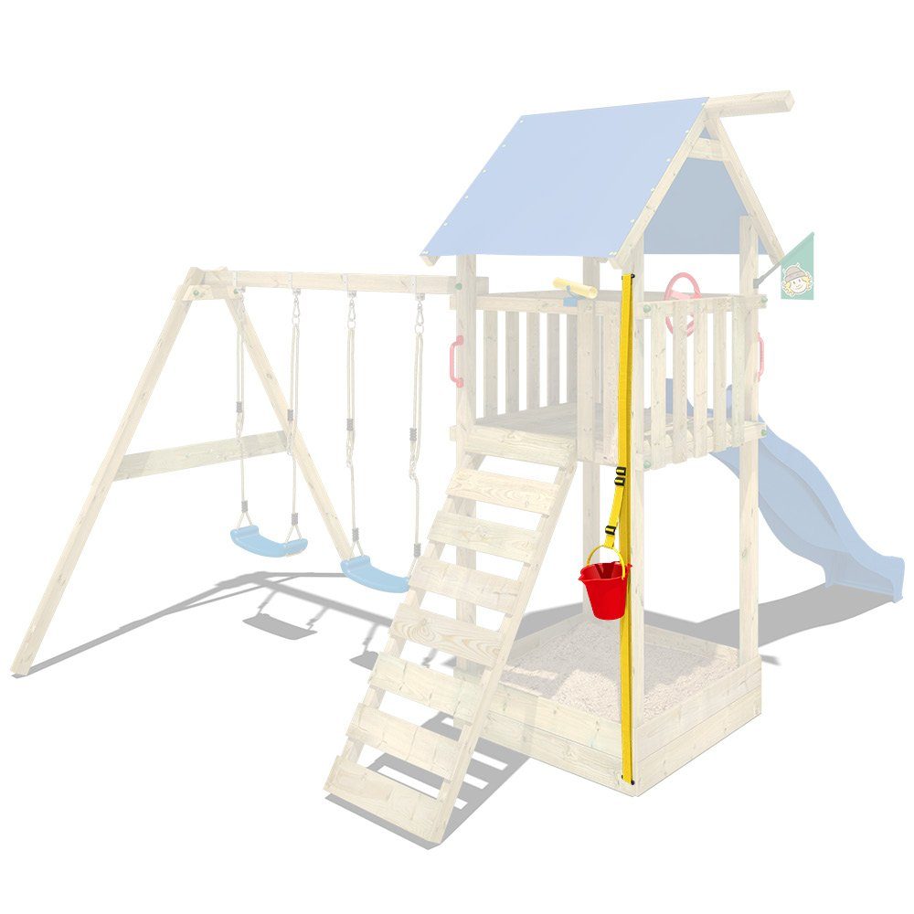 Wickey Spielturm-Spielzeugset Xtra-Lift – Kinderseilzug mit Eimer für Spielgeräte, (Hebevorrichtung mit Seil & Eimer - Ideal für Rollenspiele wie „Baustelle“ oder „Piratenschiff“, für kreativen Spielspaß bei jedem Wetter), Robuste Materialien für langen Einsatz – extrem witterungsbeständig