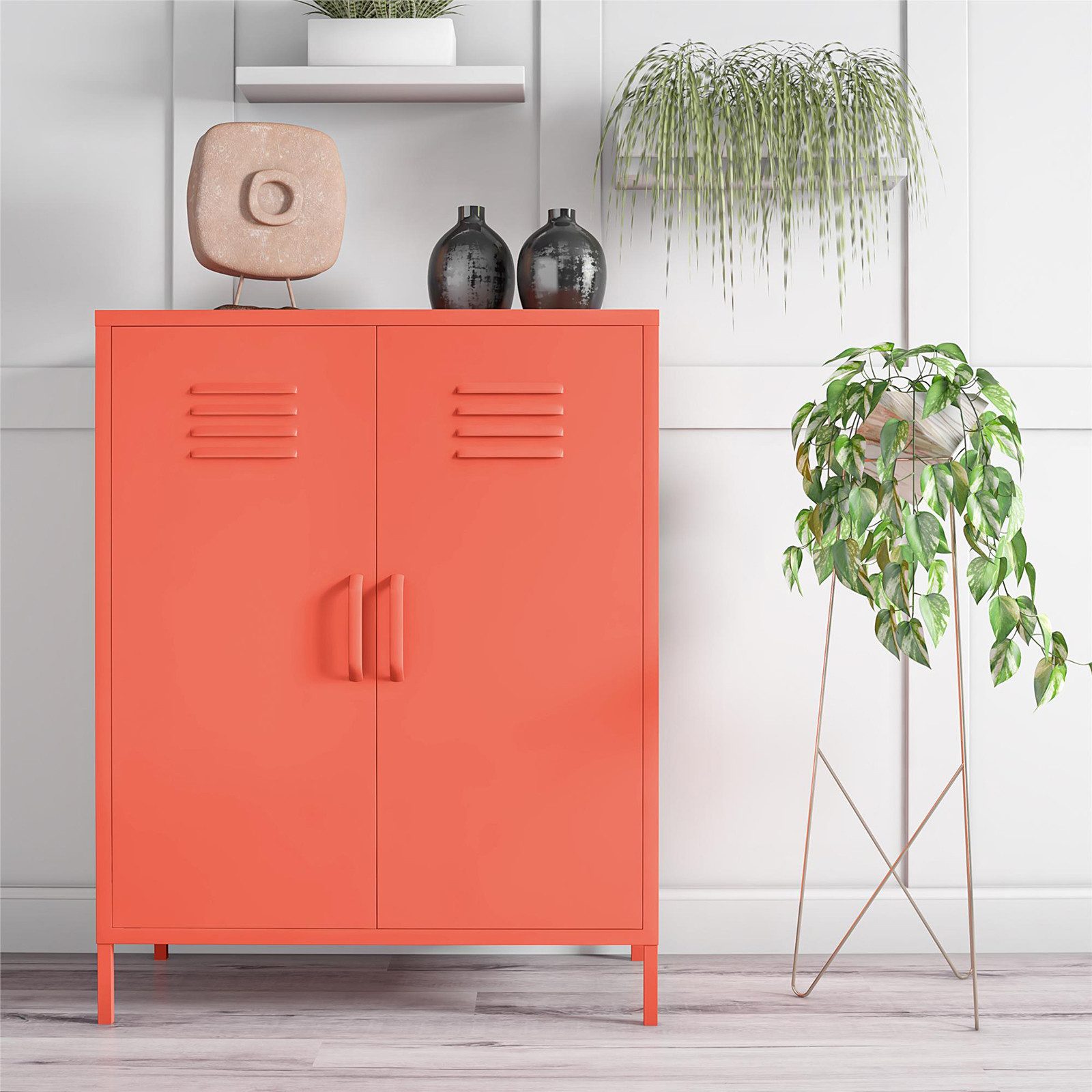 loft24 Mehrzweckschrank Cache Spind Schrank, 2 Türen, Metallschrank, modern, Industriestil