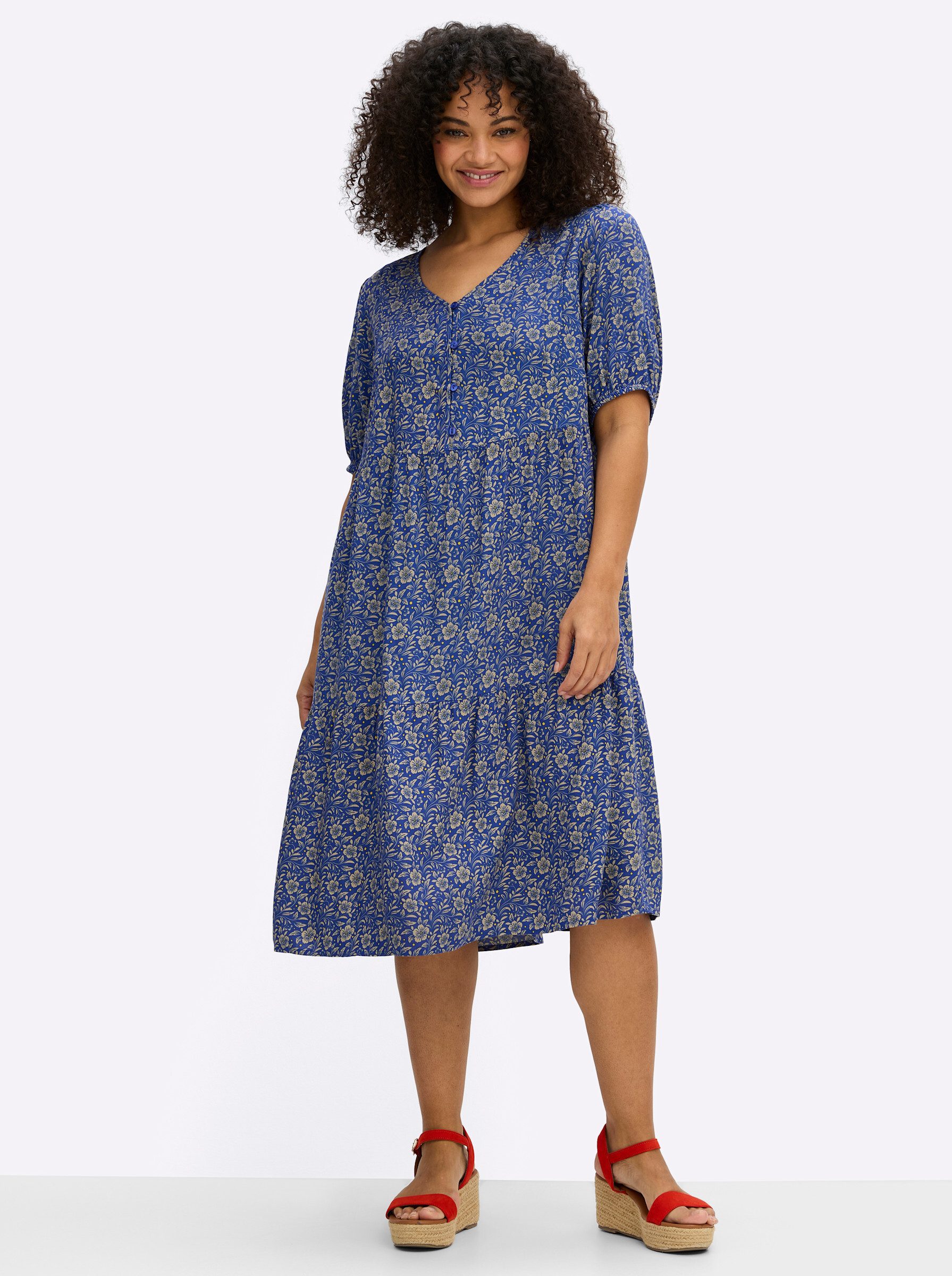 Sheego Etuikleid Kleid Kurzarm
